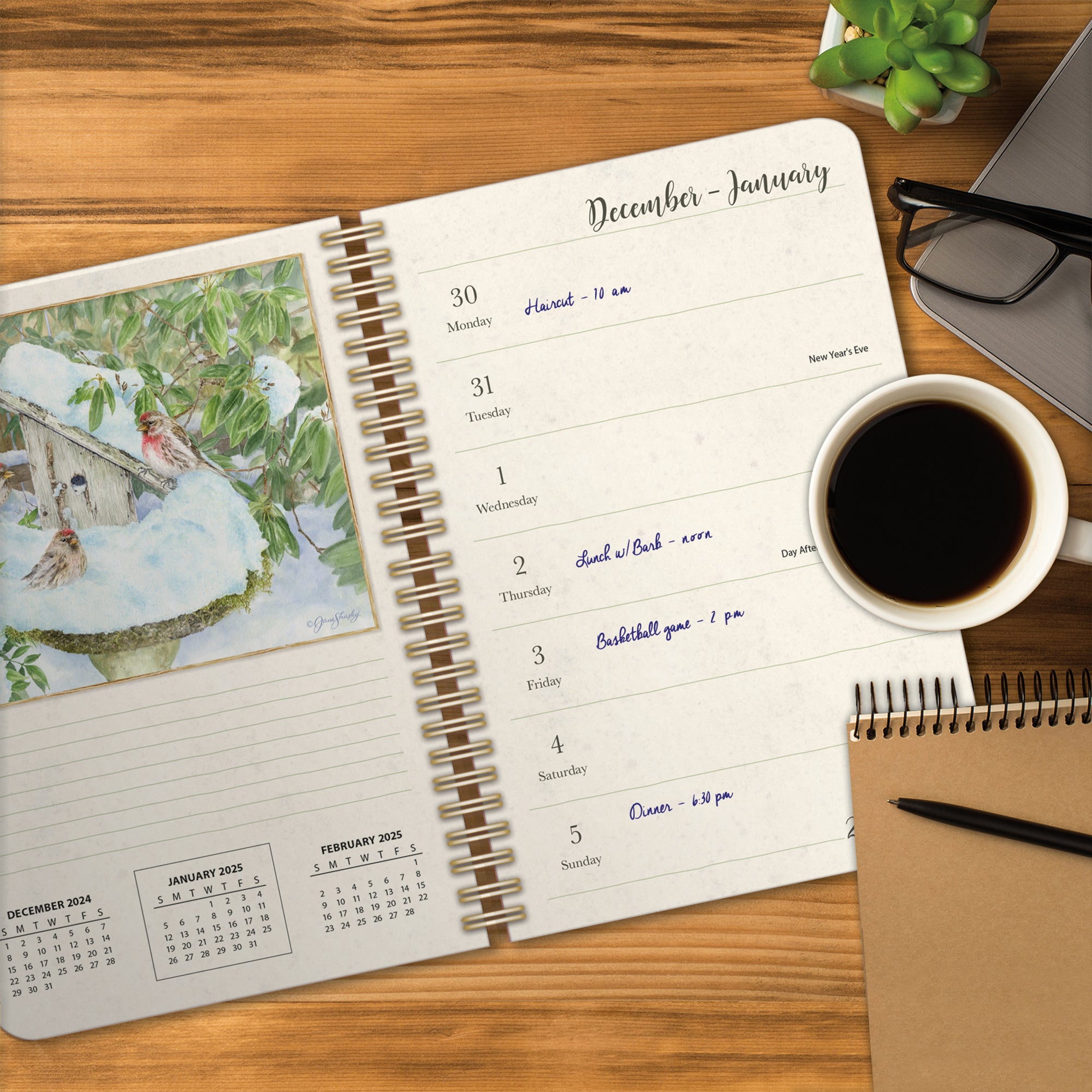 2025 LANG Birds In The Garden - Monthly Engagement Diary/Planner