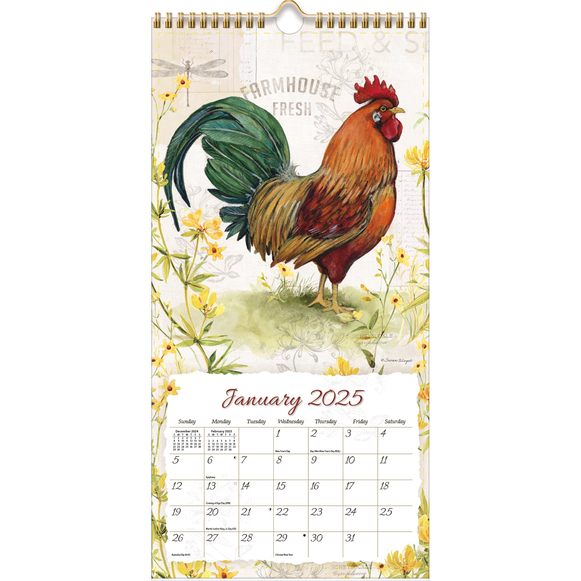 2025 Proud Rooster - Slim Wall Calendar