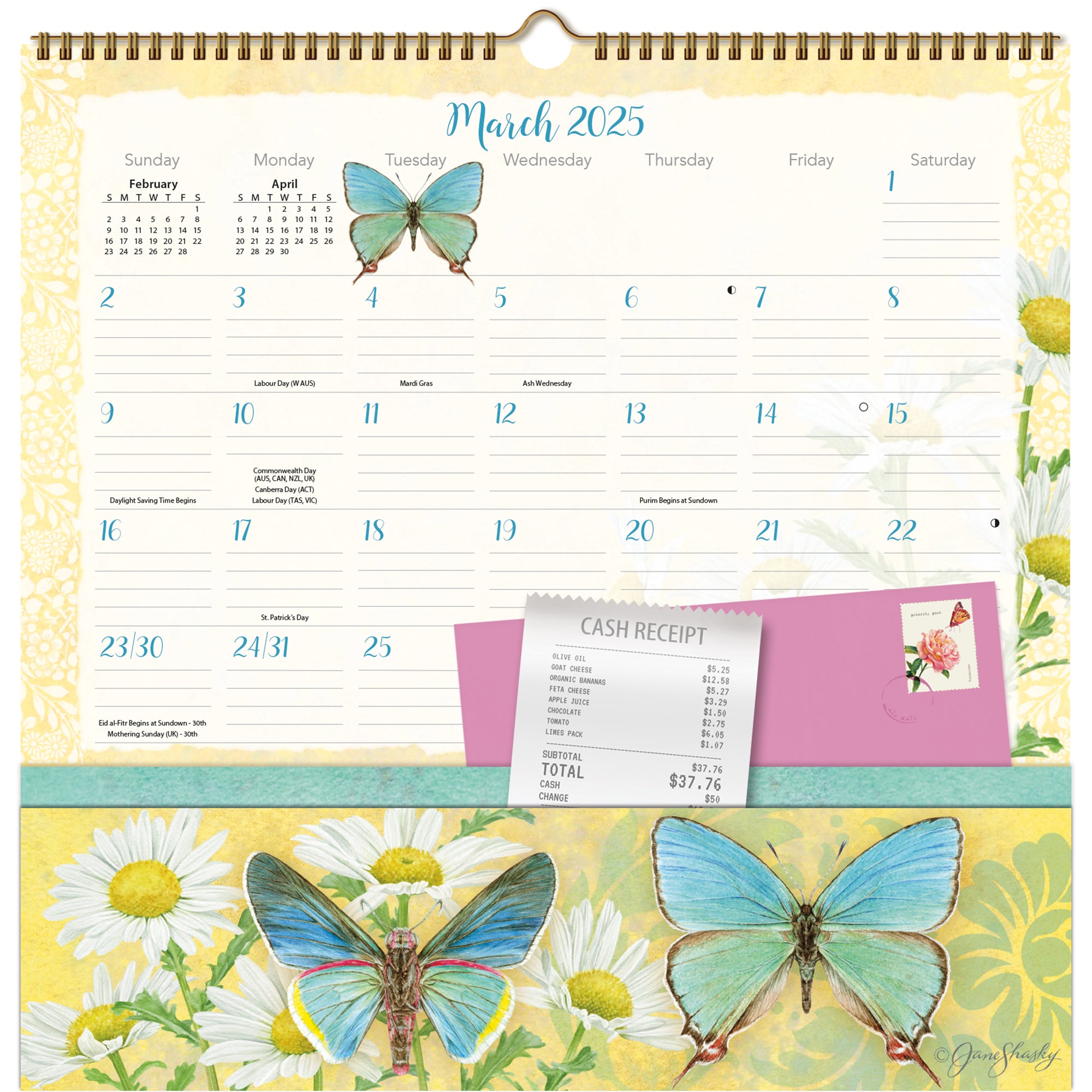 2025 Butterflies - Note Nook Square Wall Calendar