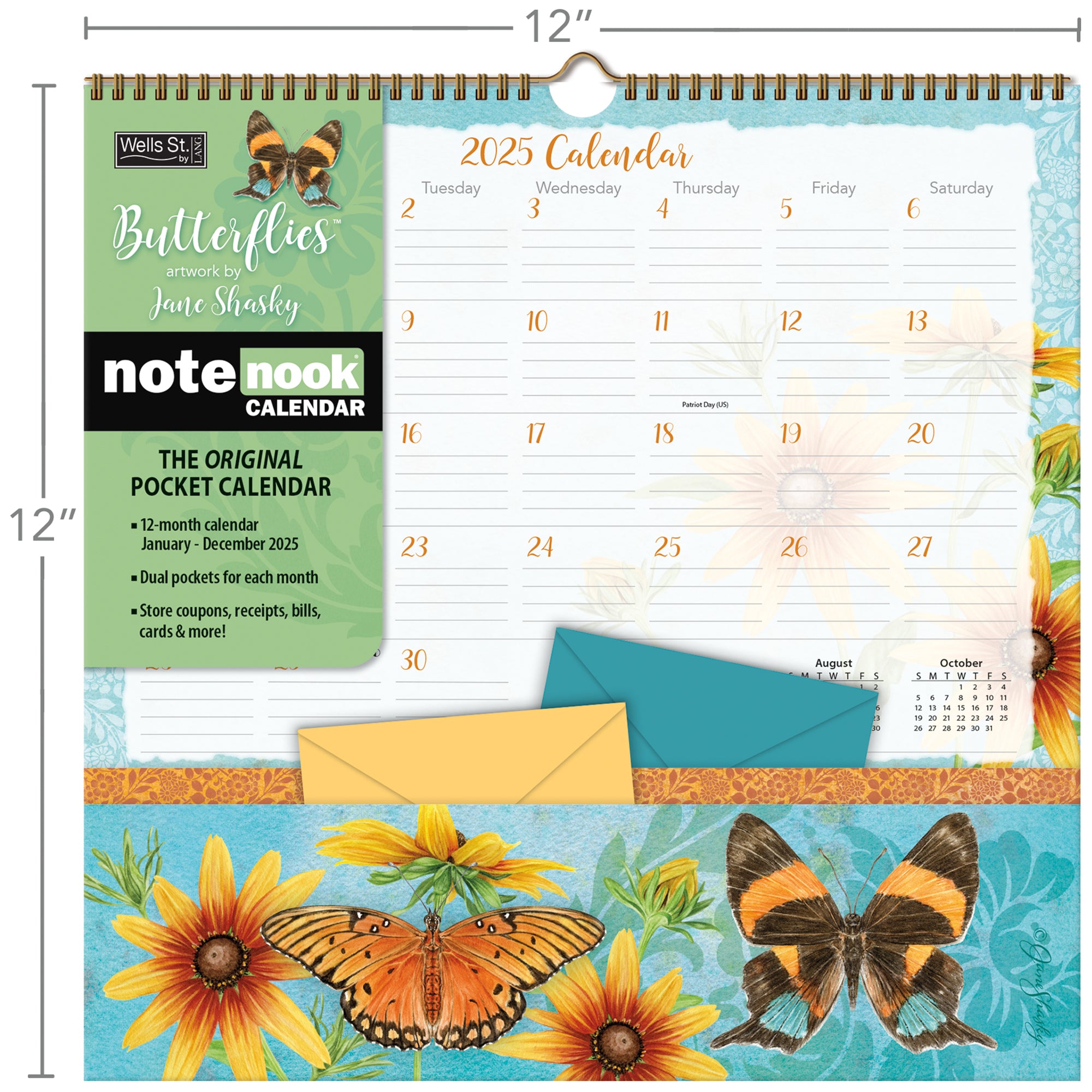 2025 Butterflies - Note Nook Square Wall Calendar