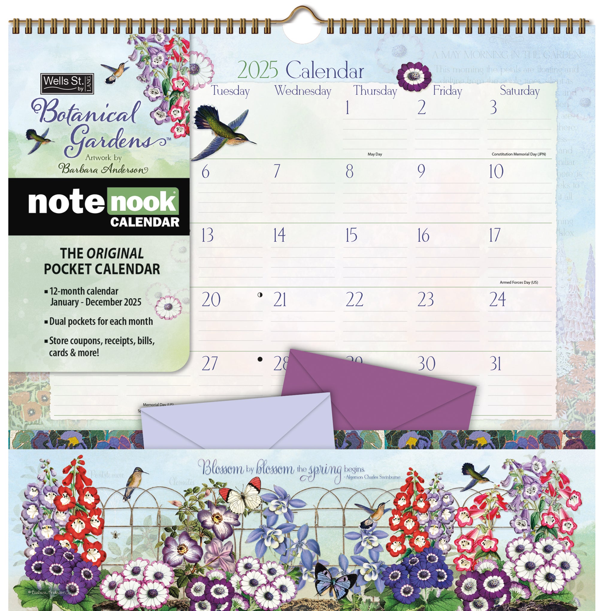 2025 Botanical Gardens - Note Nook Square Wall Calendar