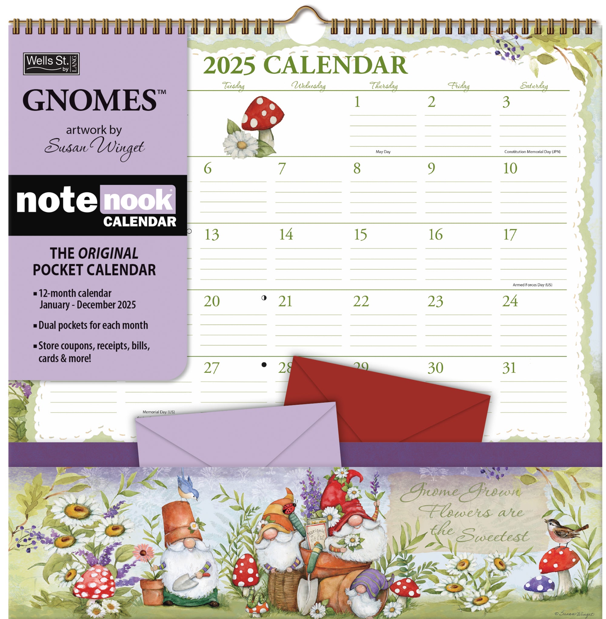 2025 Gnomes - Note Nook Square Wall Calendar