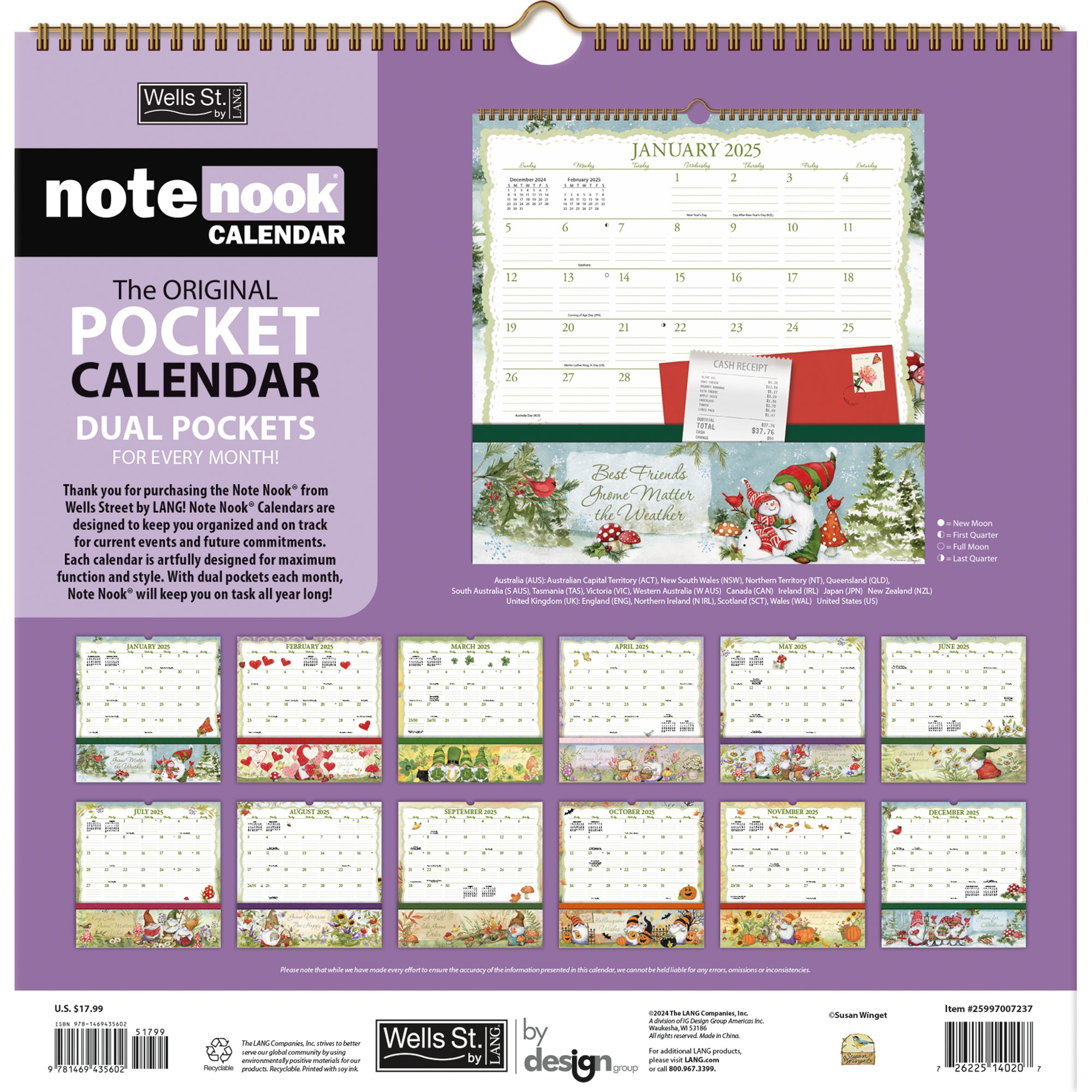 2025 Gnomes - Note Nook Square Wall Calendar