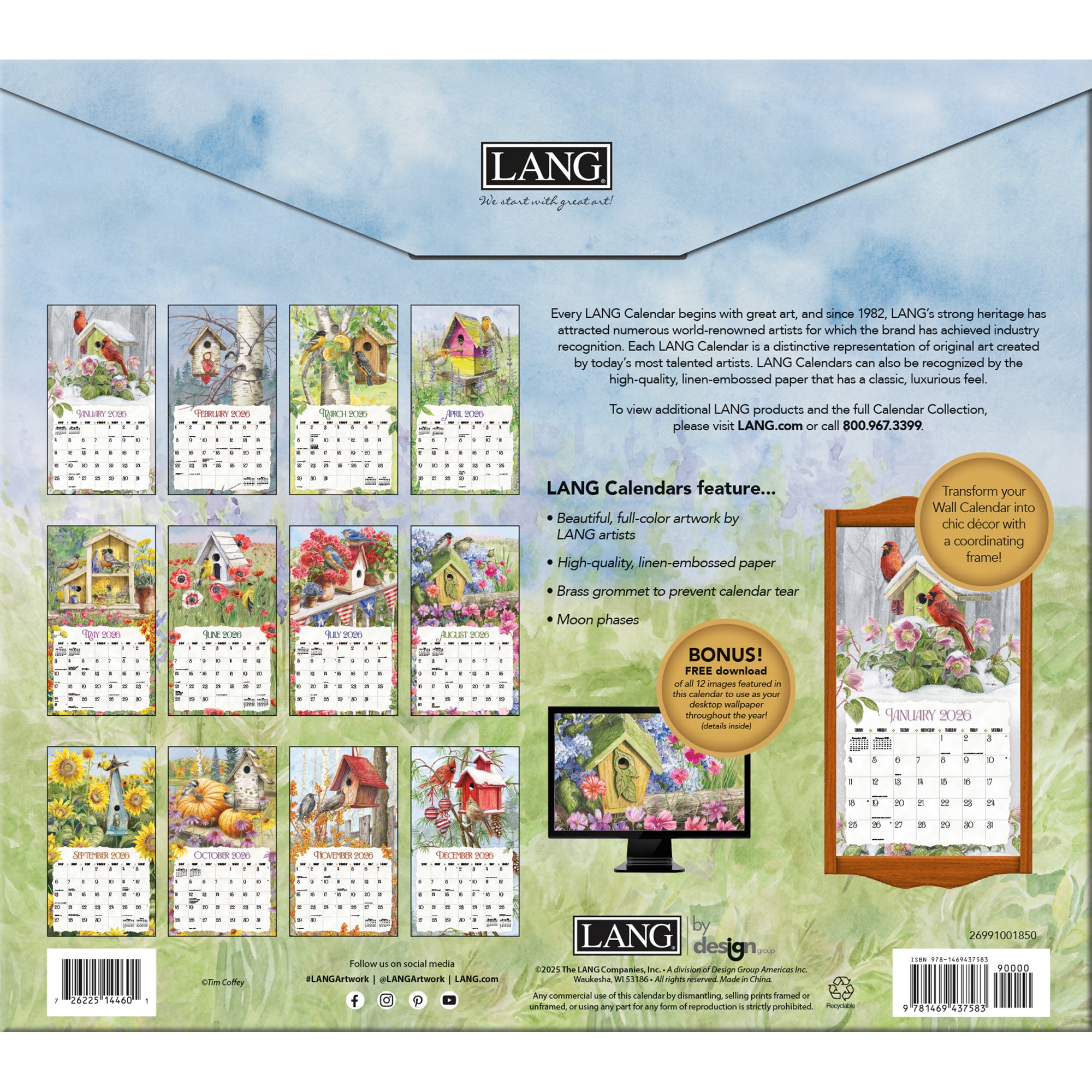 2026 LANG Birdhouses - Deluxe Wall Calendar