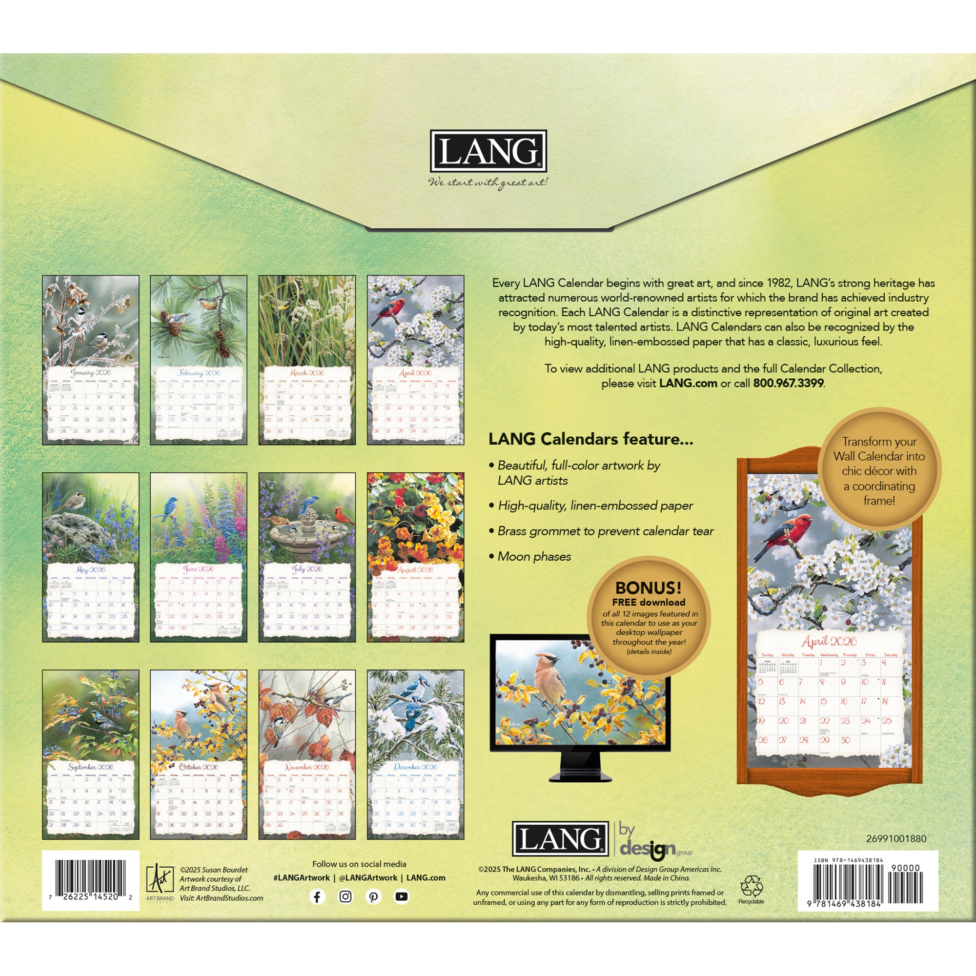 2026 LANG Songbirds - Deluxe Wall Calendar
