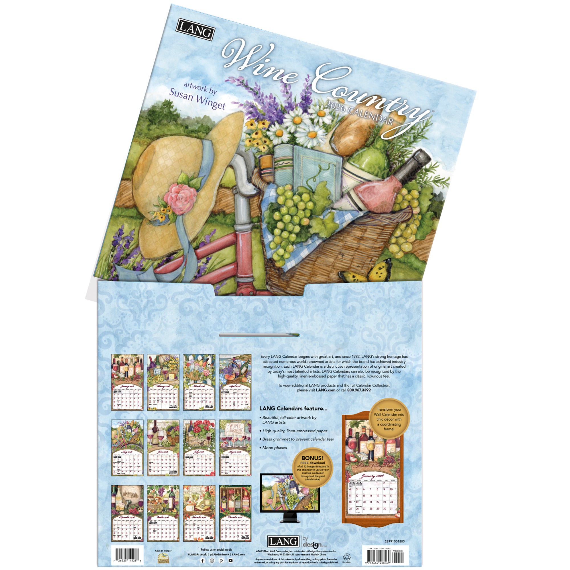 2026 LANG Wine Country - Deluxe Wall Calendar