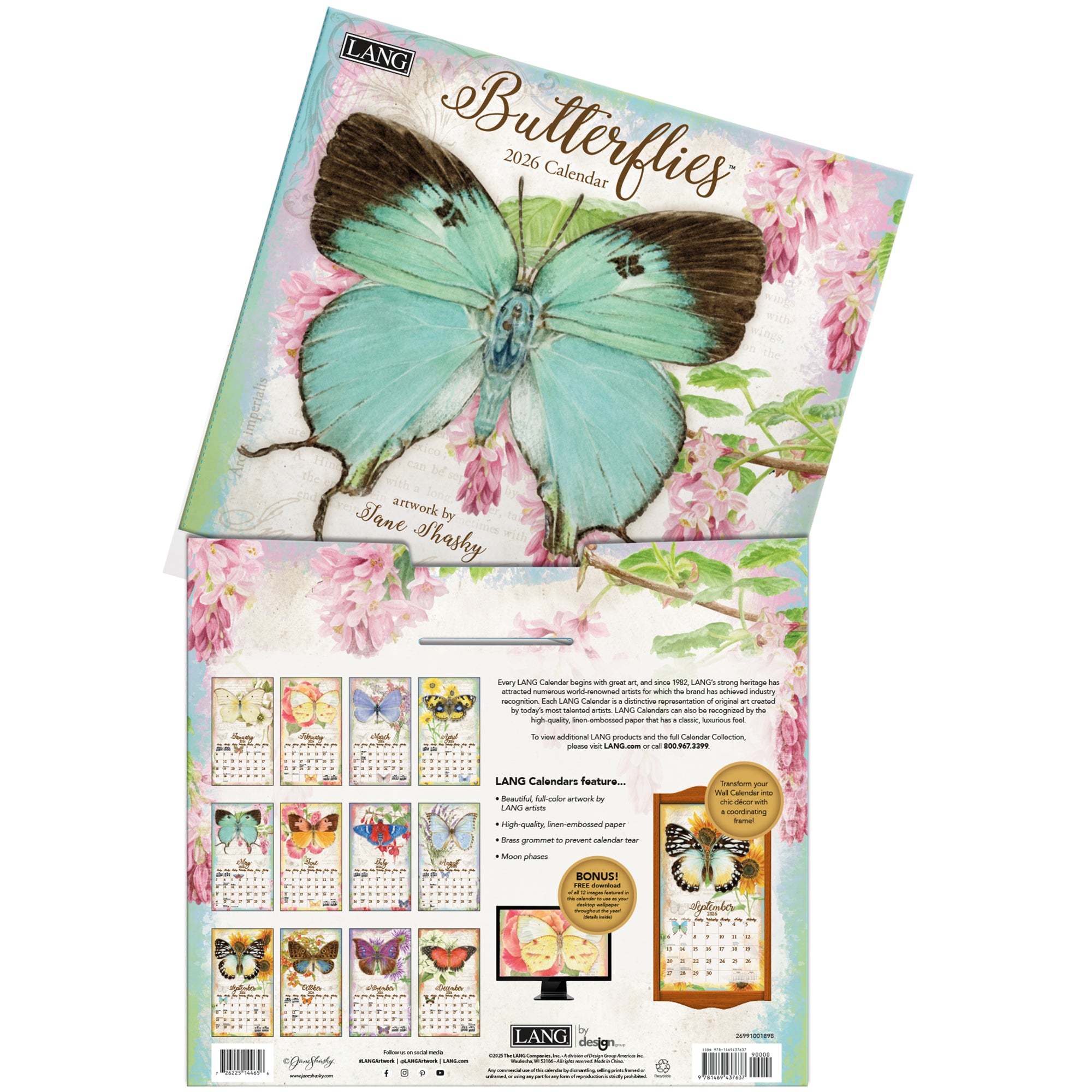 2026 LANG Butterflies - Deluxe Wall Calendar