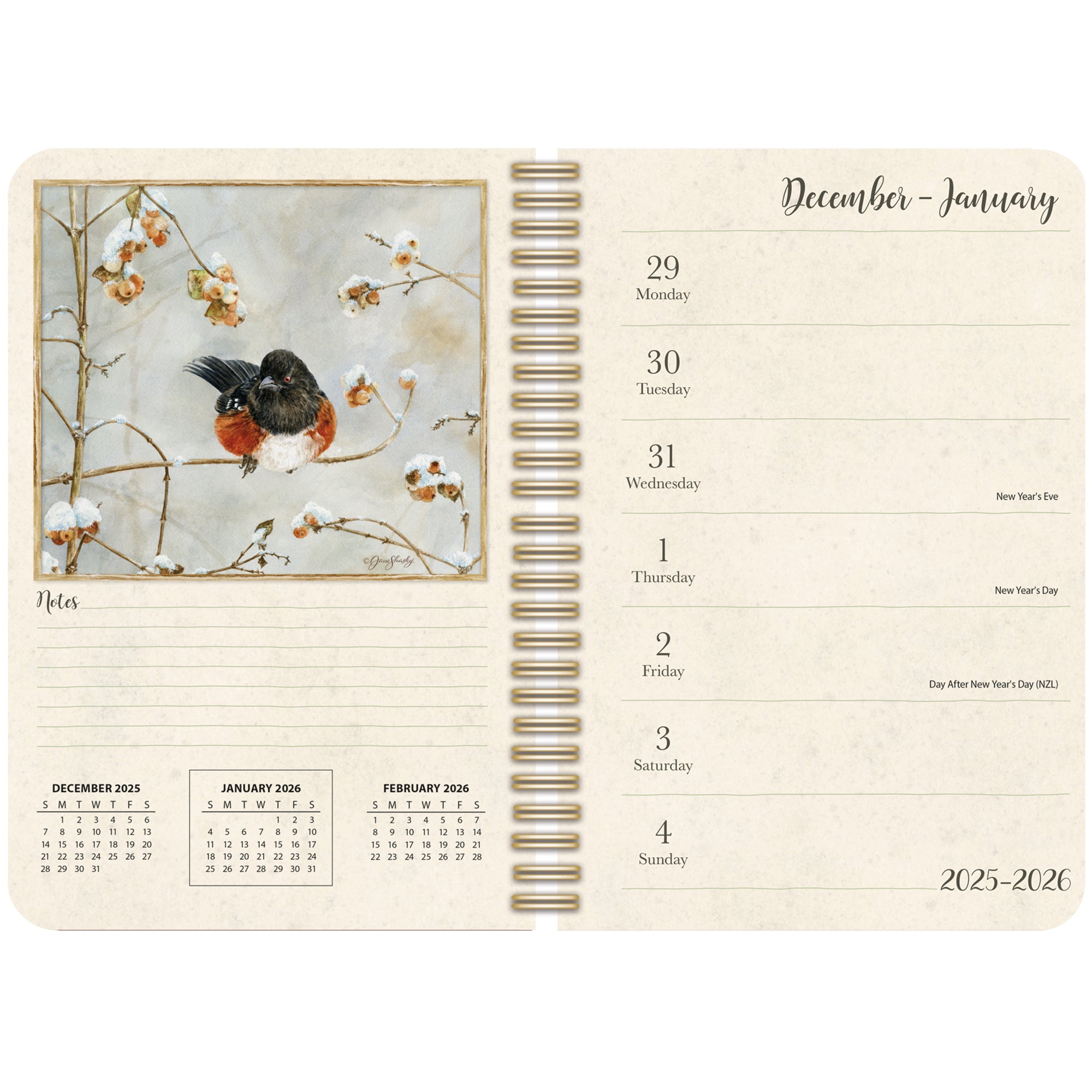 2026 LANG Birds In The Garden - Spiral Monthly & Weekly Engagement Diary/Planner