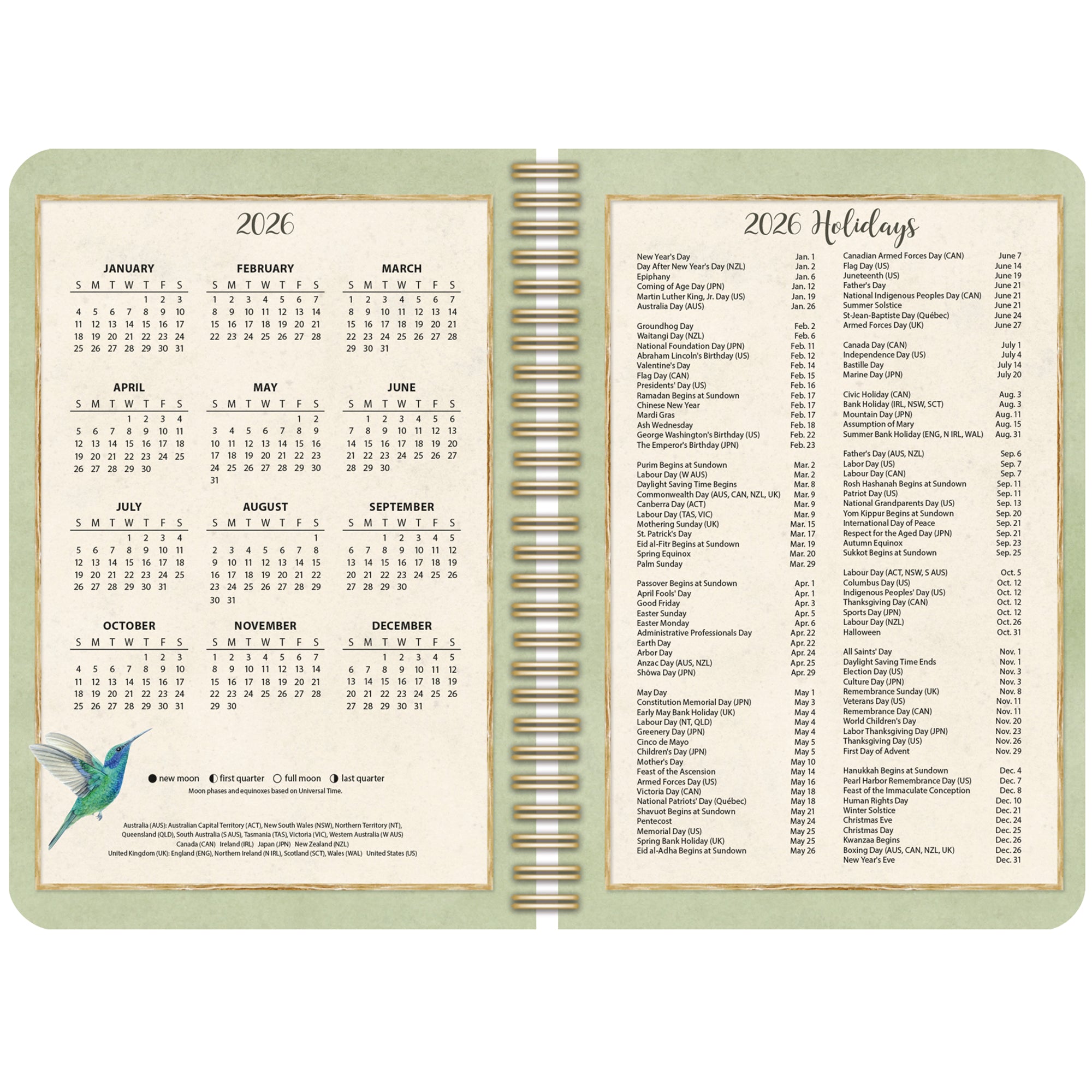 2026 LANG Birds In The Garden - Spiral Monthly & Weekly Engagement Diary/Planner