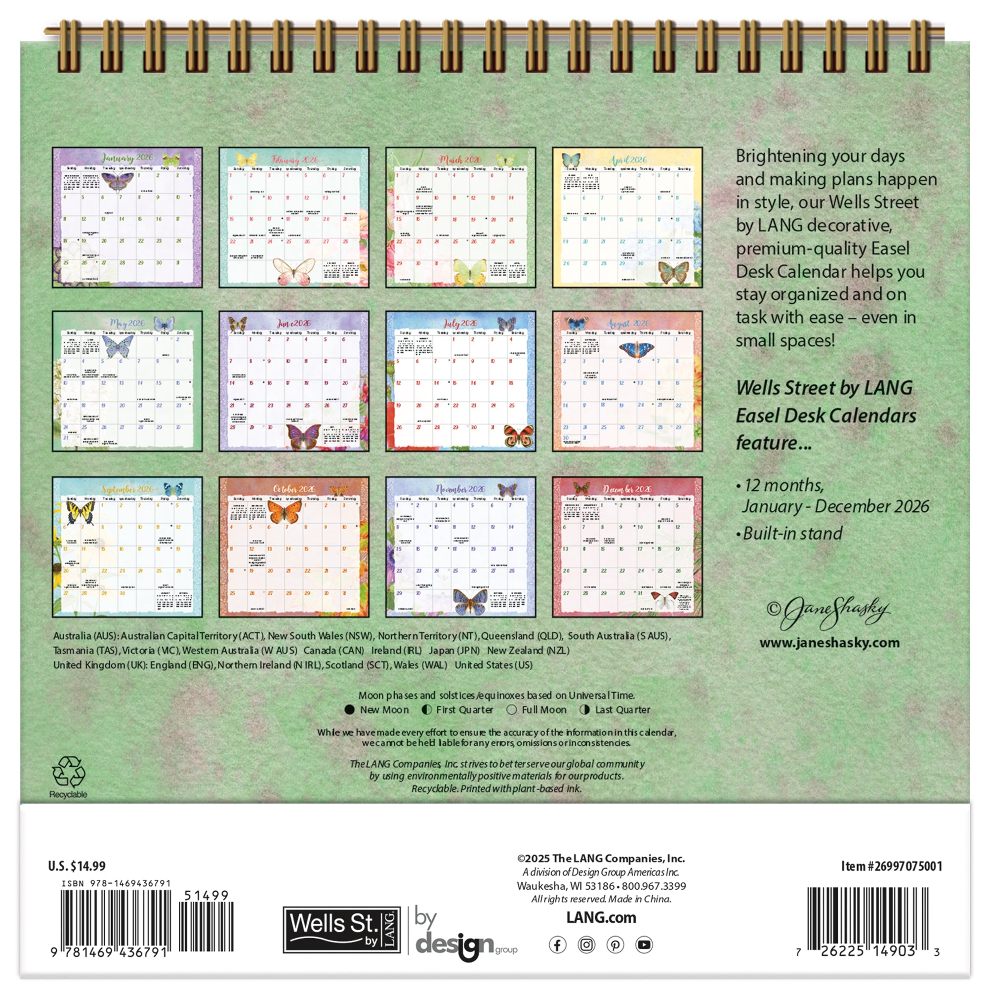 2026 LANG Butterflies - Desk Easel Calendar