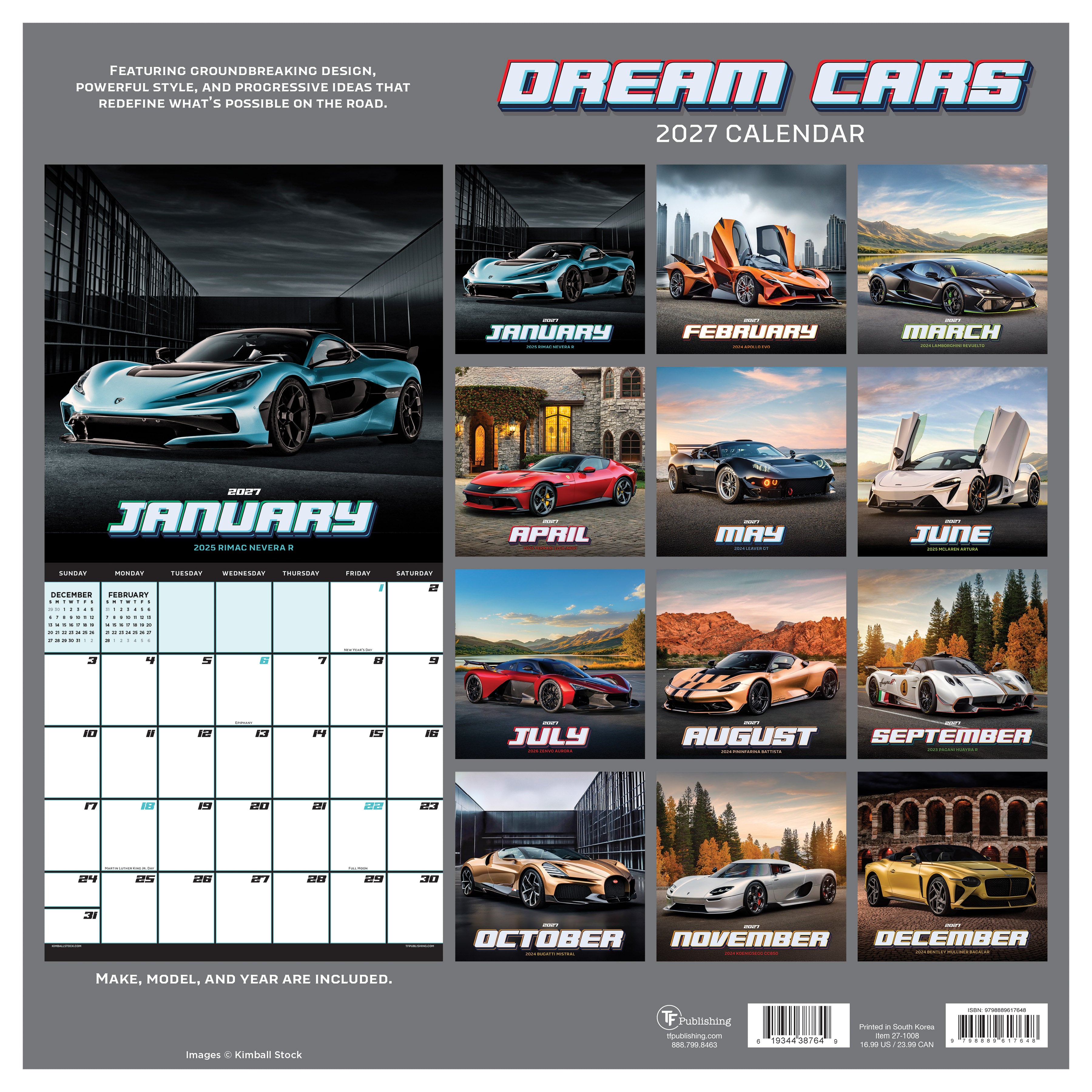 2027 Dream Cars - Square Wall Calendar