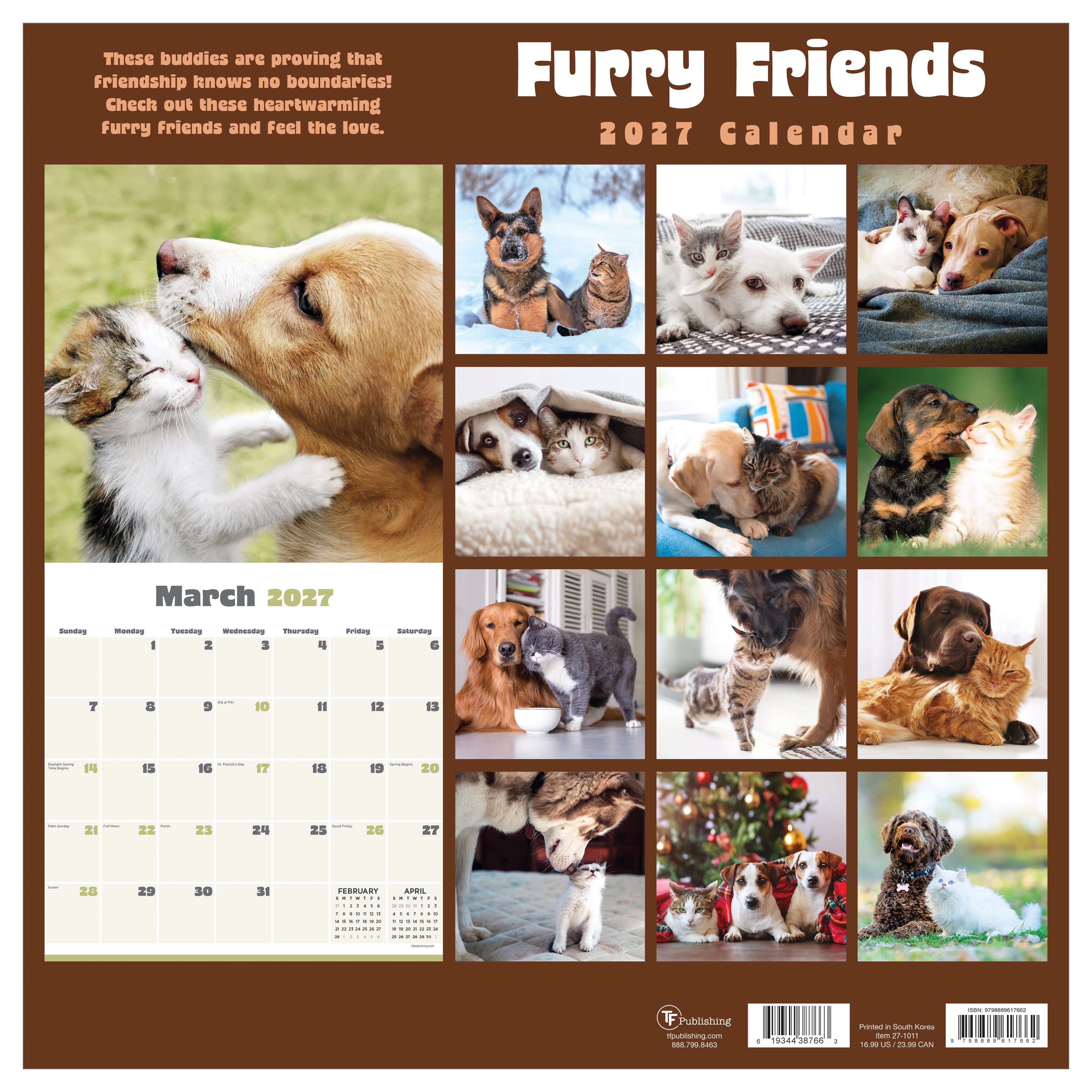 2027 Furry Friends - Square Wall Calendar