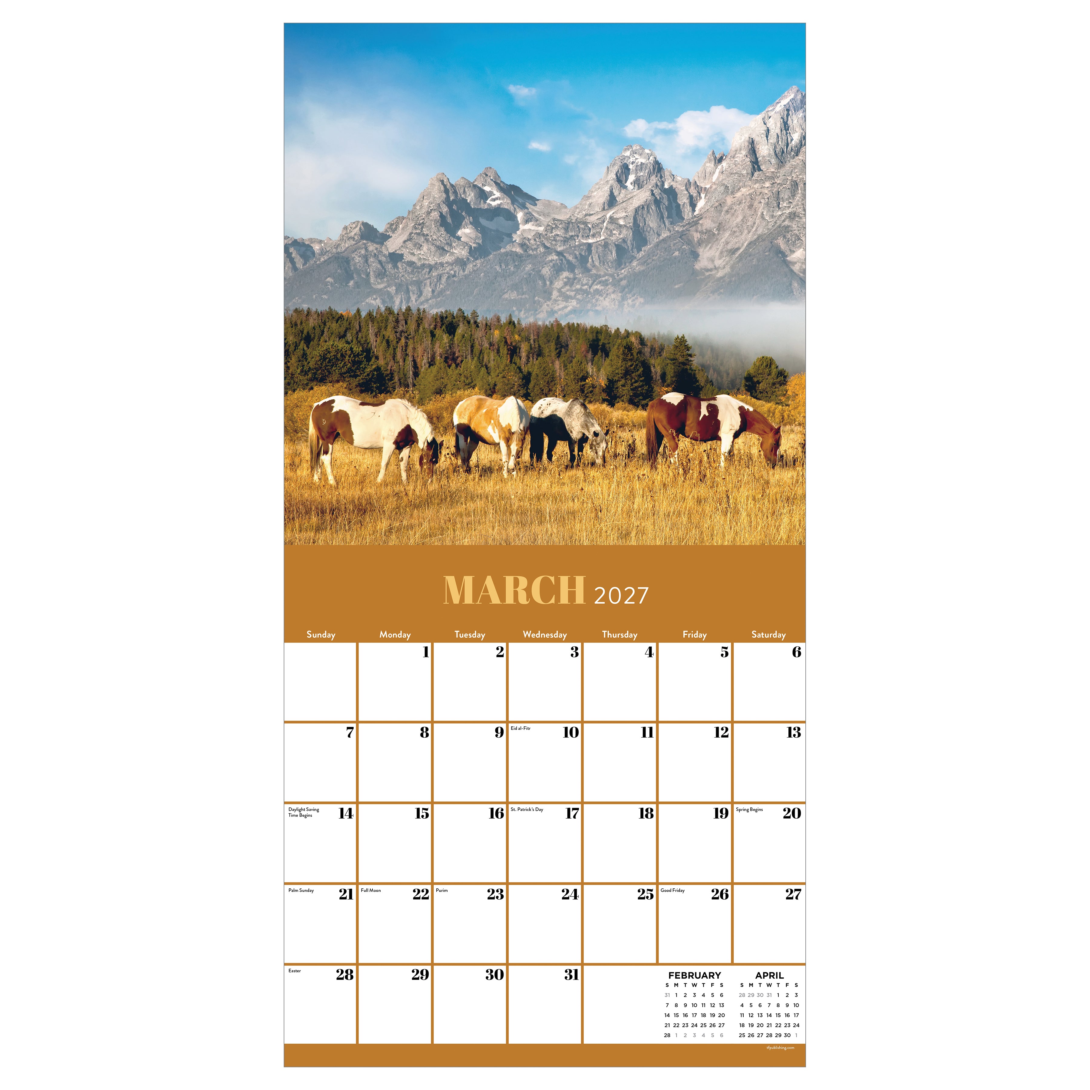 2027 Horses - Square Wall Calendar by TF Publishing