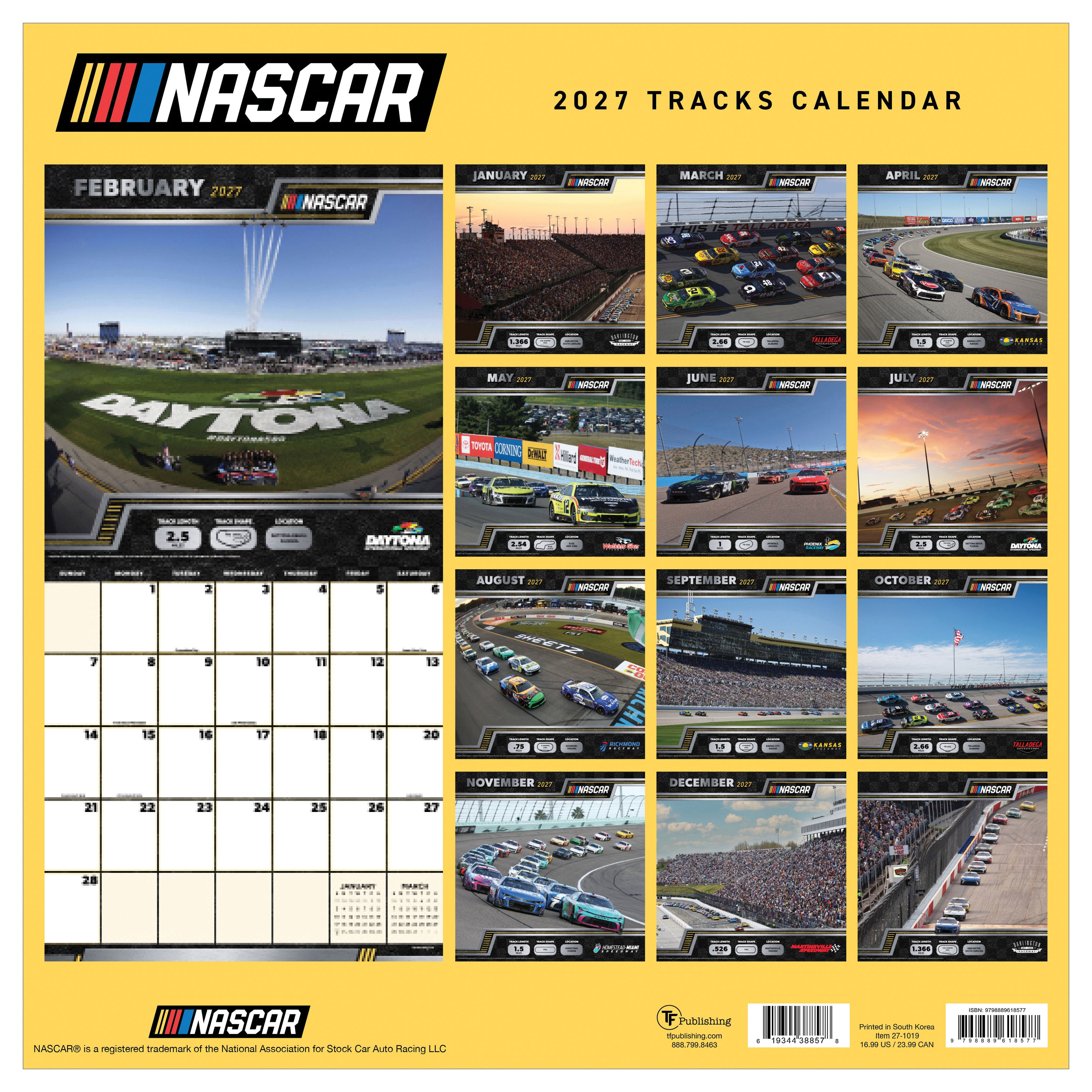 2027 Nascar Tracks - Square Wall Calendar