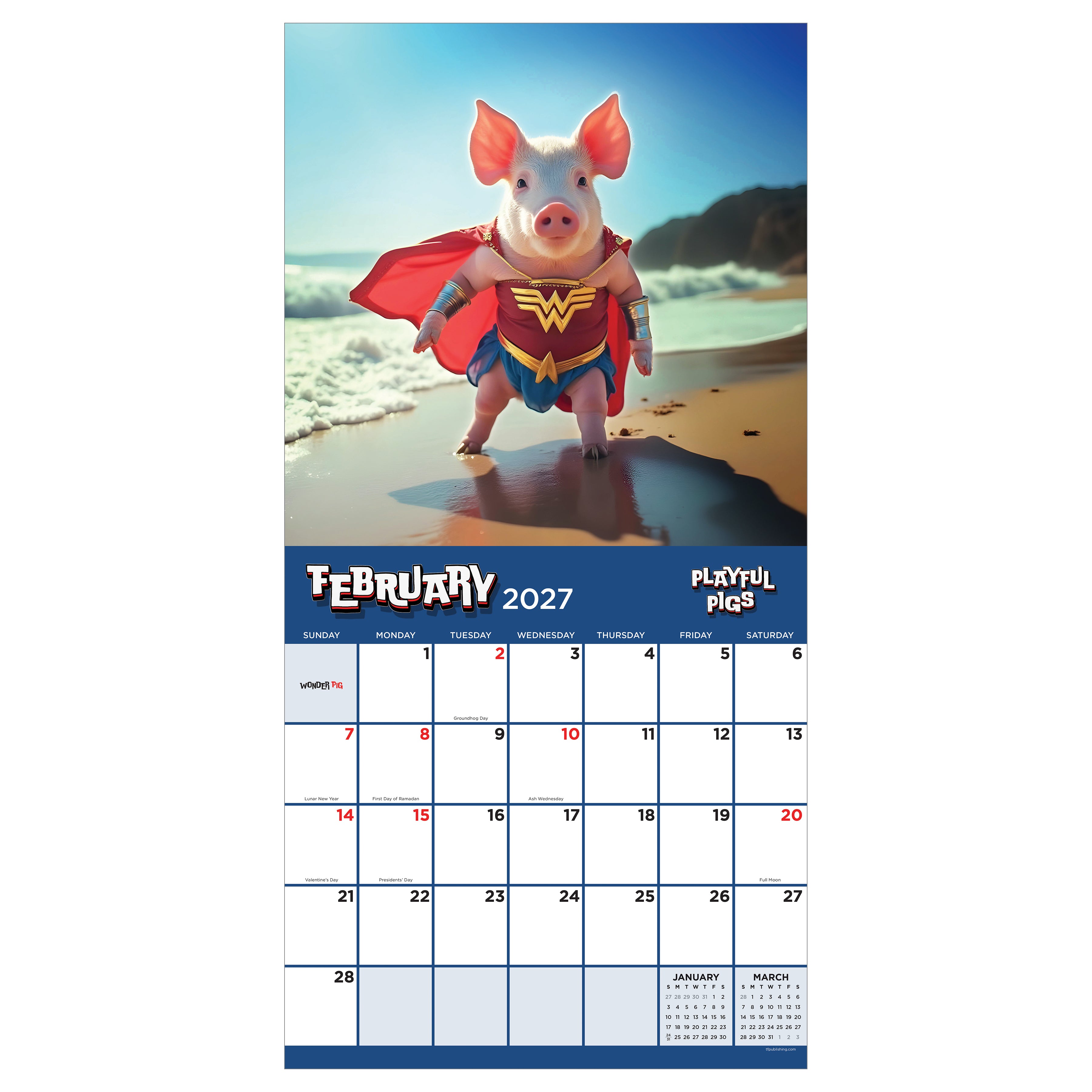 2027 Playful Pigs - Square Wall Calendar