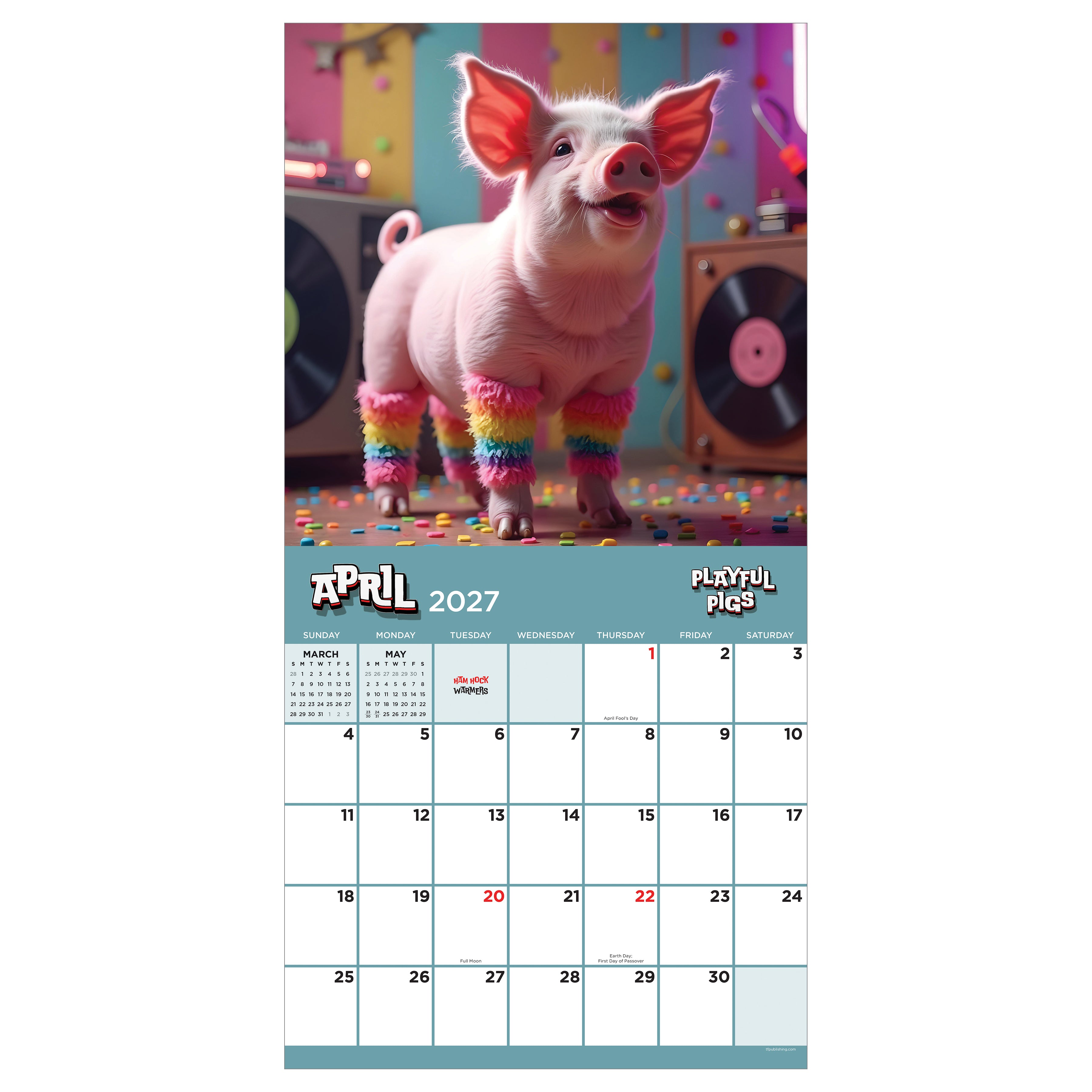 2027 Playful Pigs - Square Wall Calendar