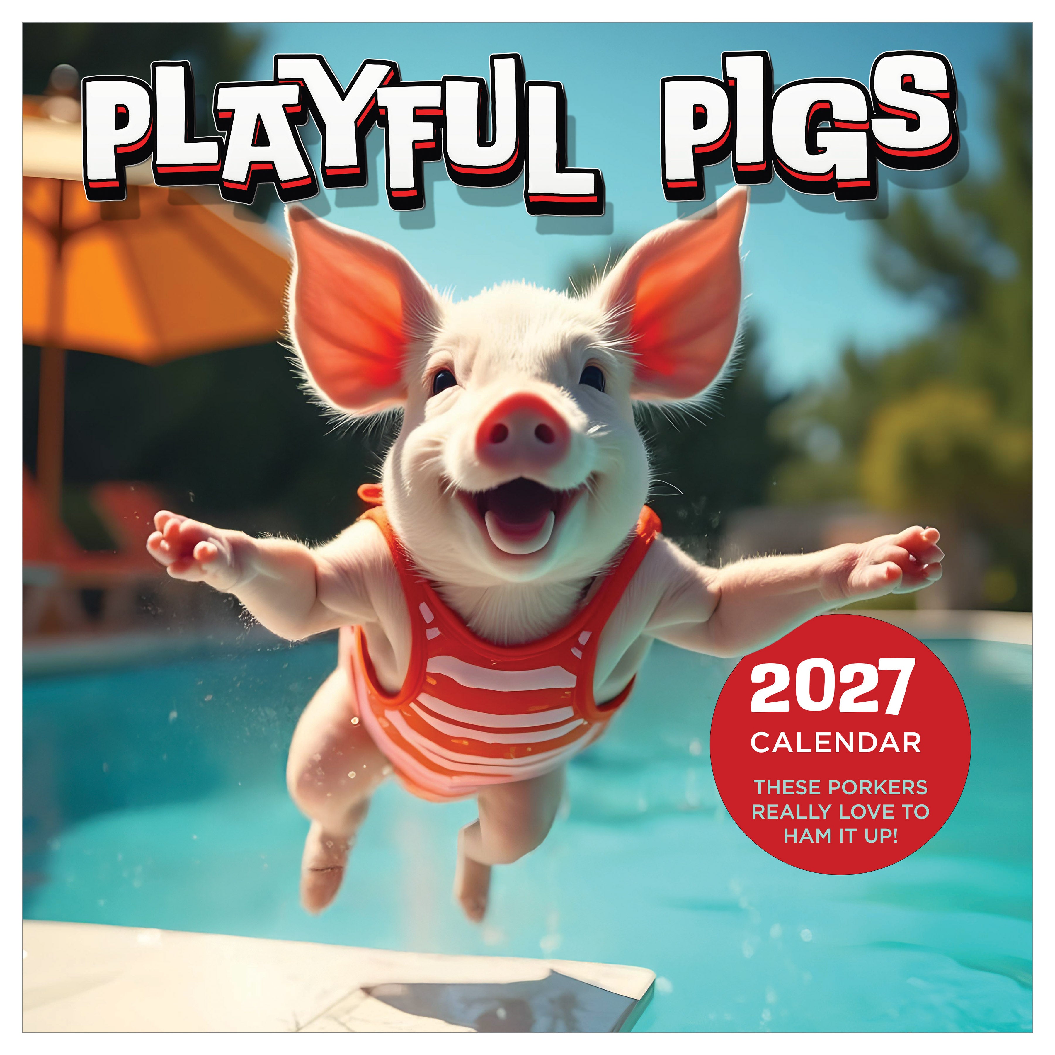 2027 Playful Pigs - Square Wall Calendar