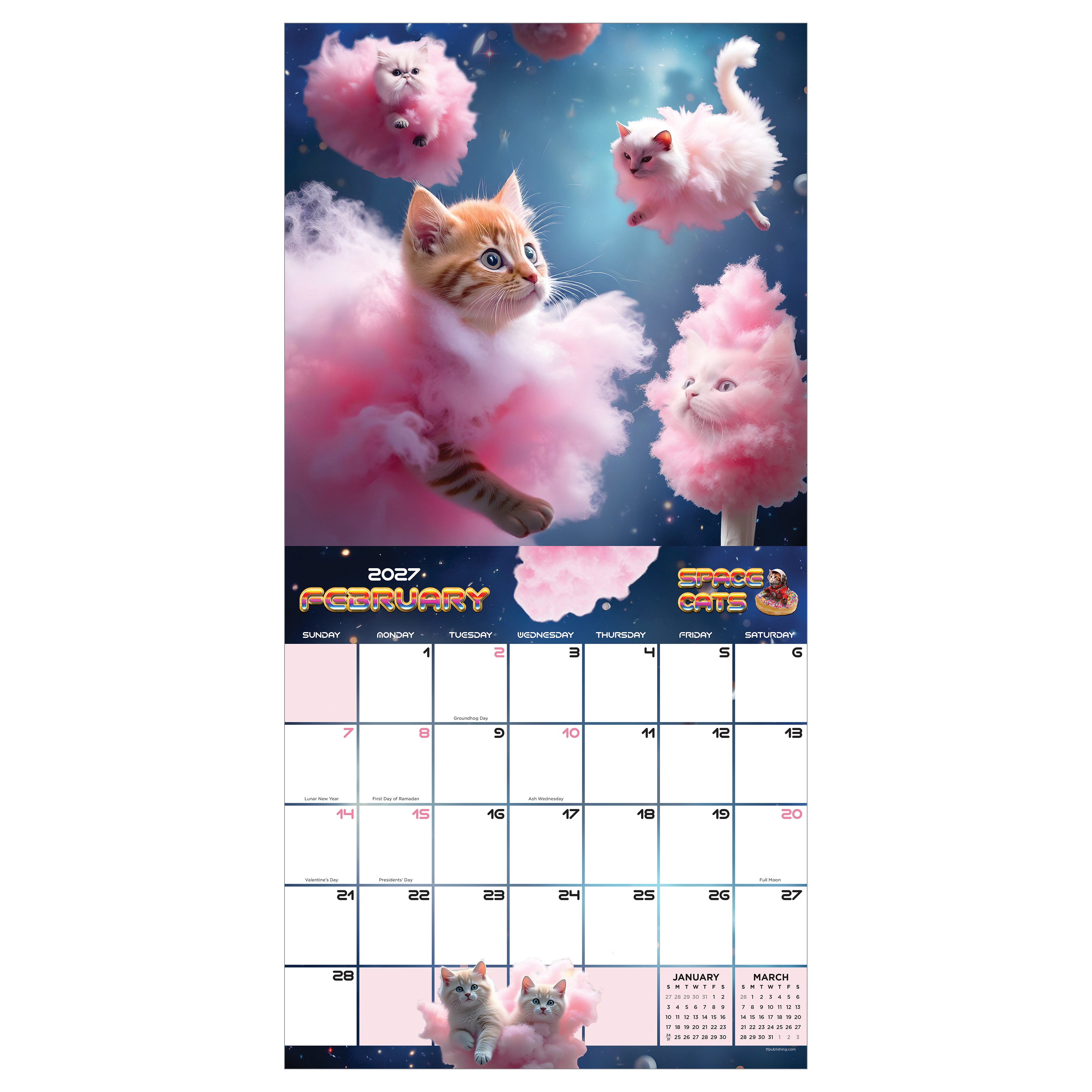 2027 Space Cats - Square Wall Calendar