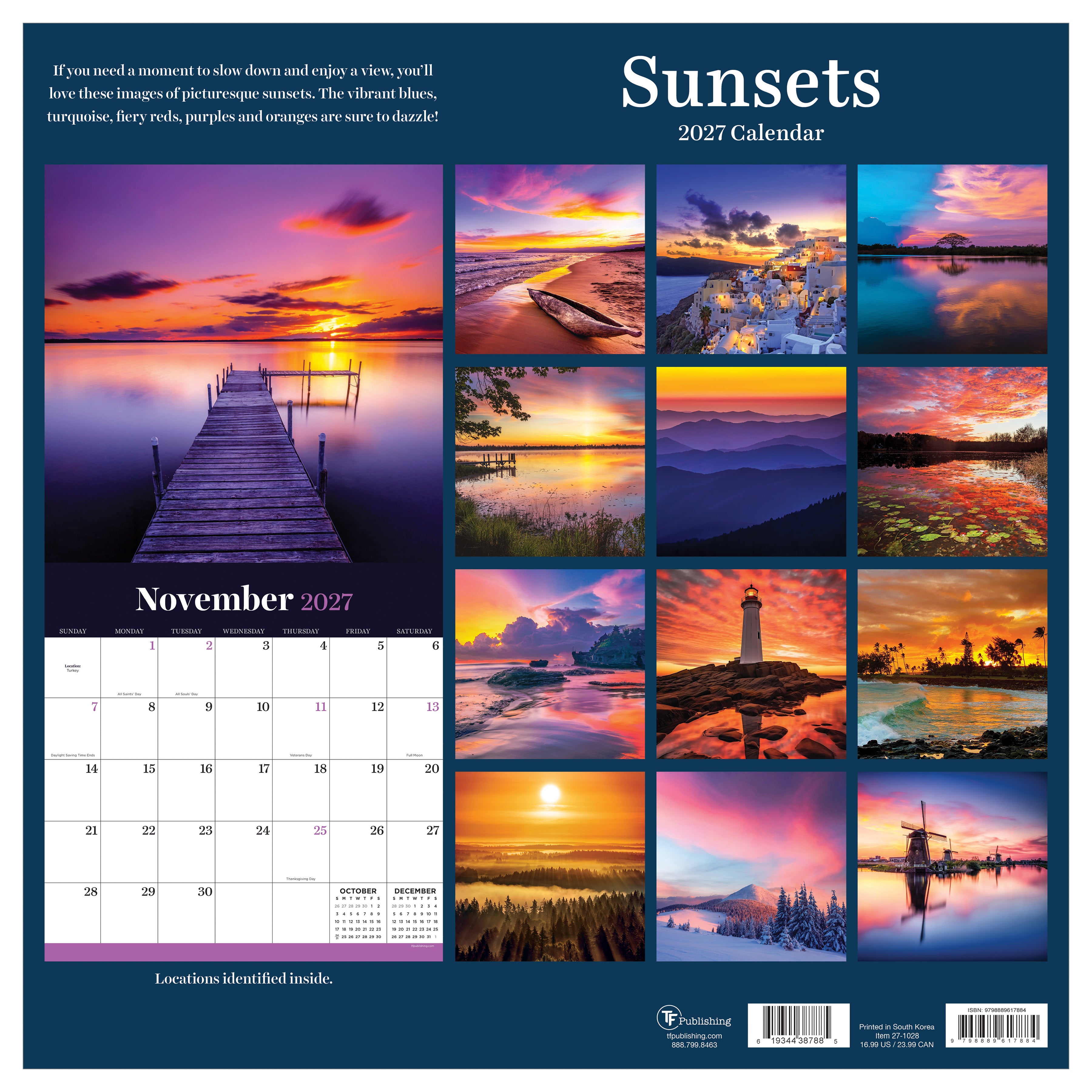 2027 Sunsets - Square Wall Calendar by TF Publishing