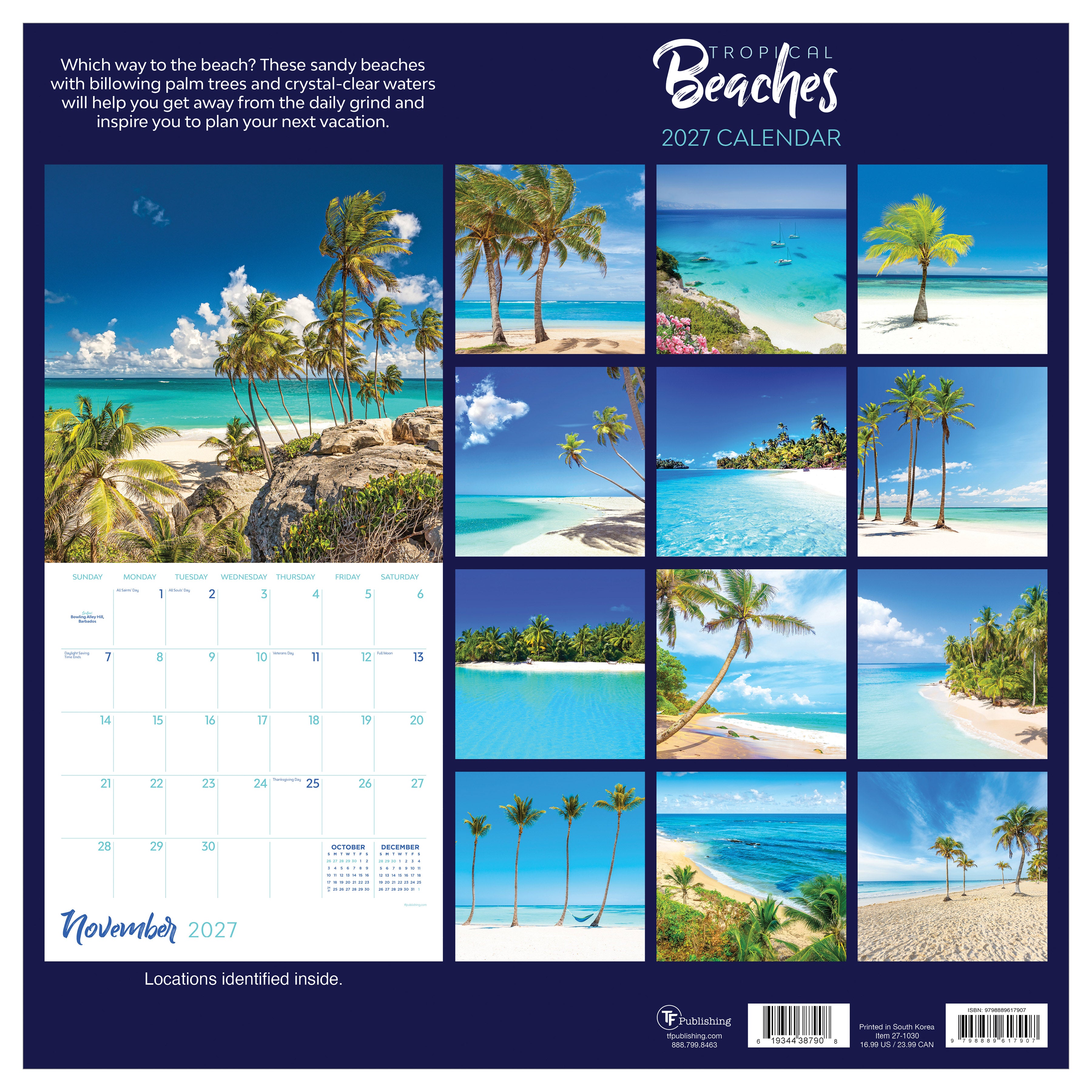 2027 Tropical Beaches - Square Wall Calendar