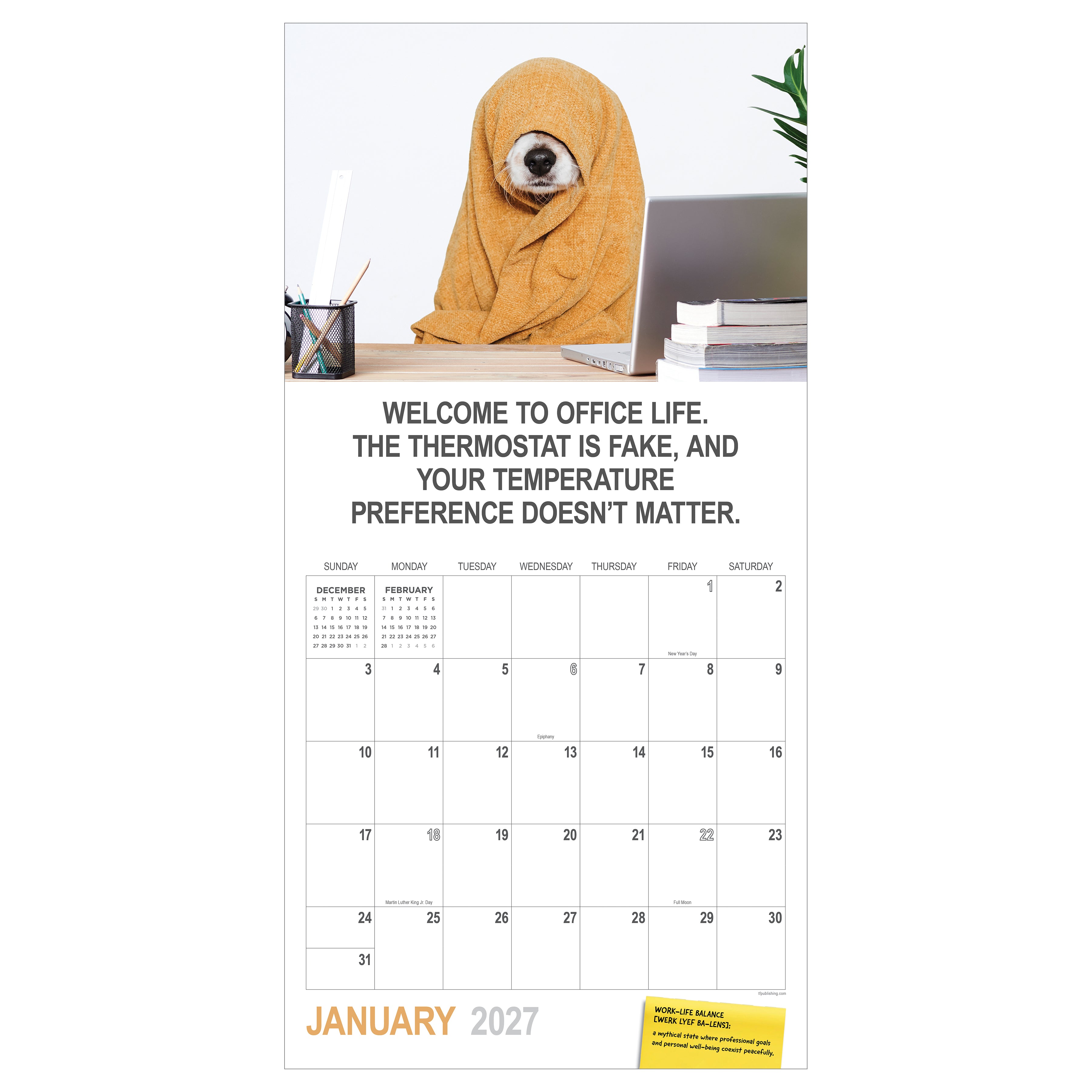 2027 Desk Dogs - Square Wall Calendar