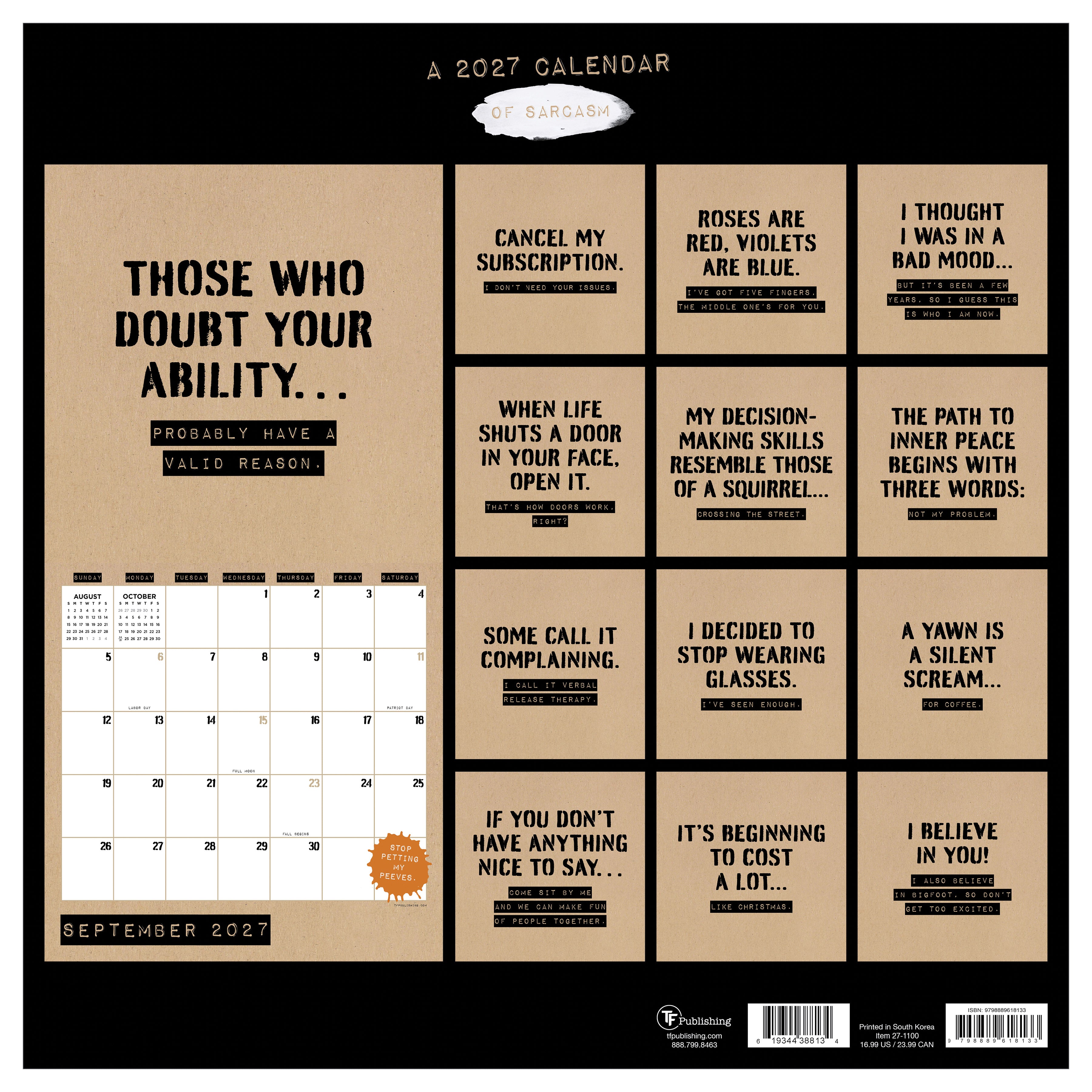 2027 Anti-Affirmations - Square Wall Calendar