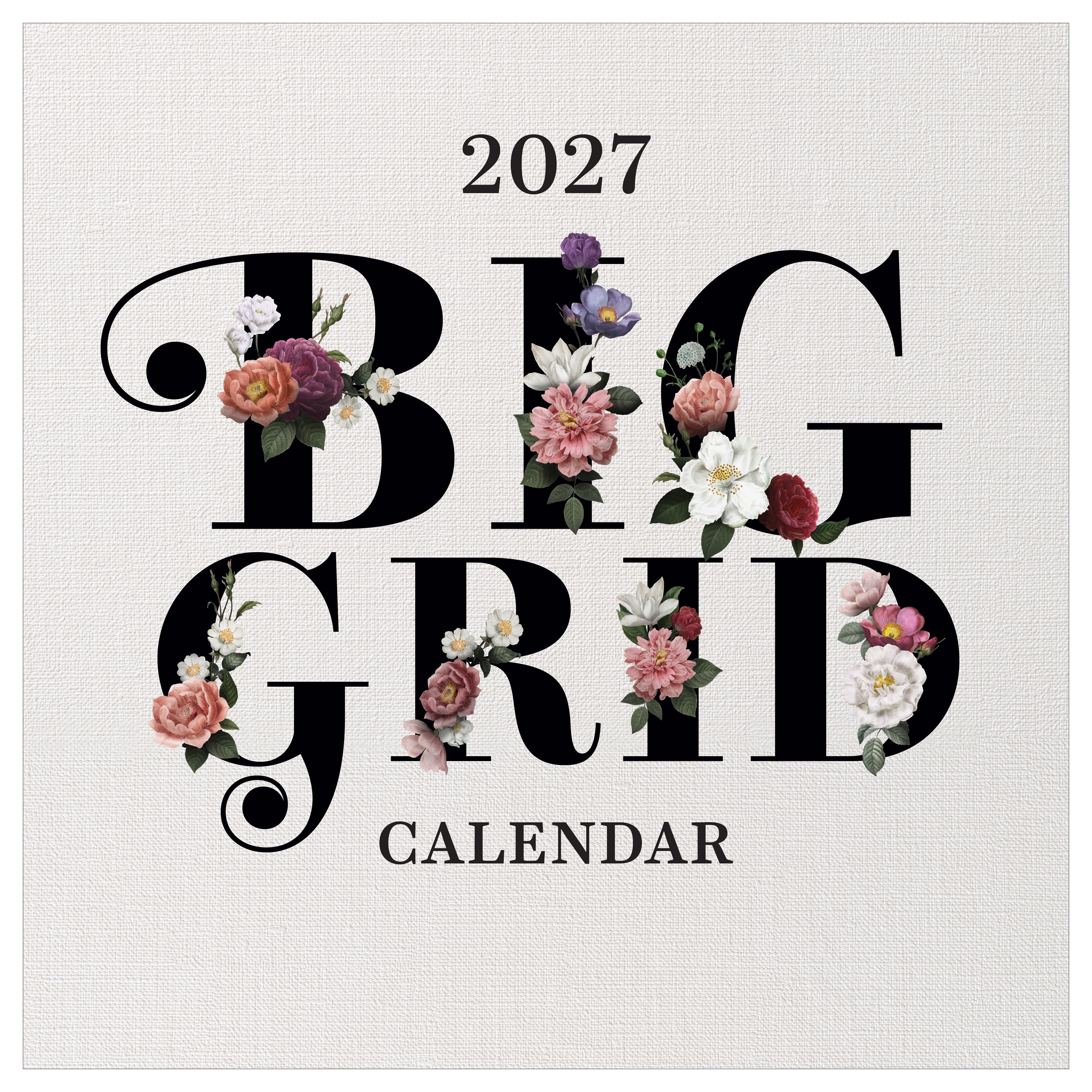 2027 Big Grid-Floral - Square Wall Calendar