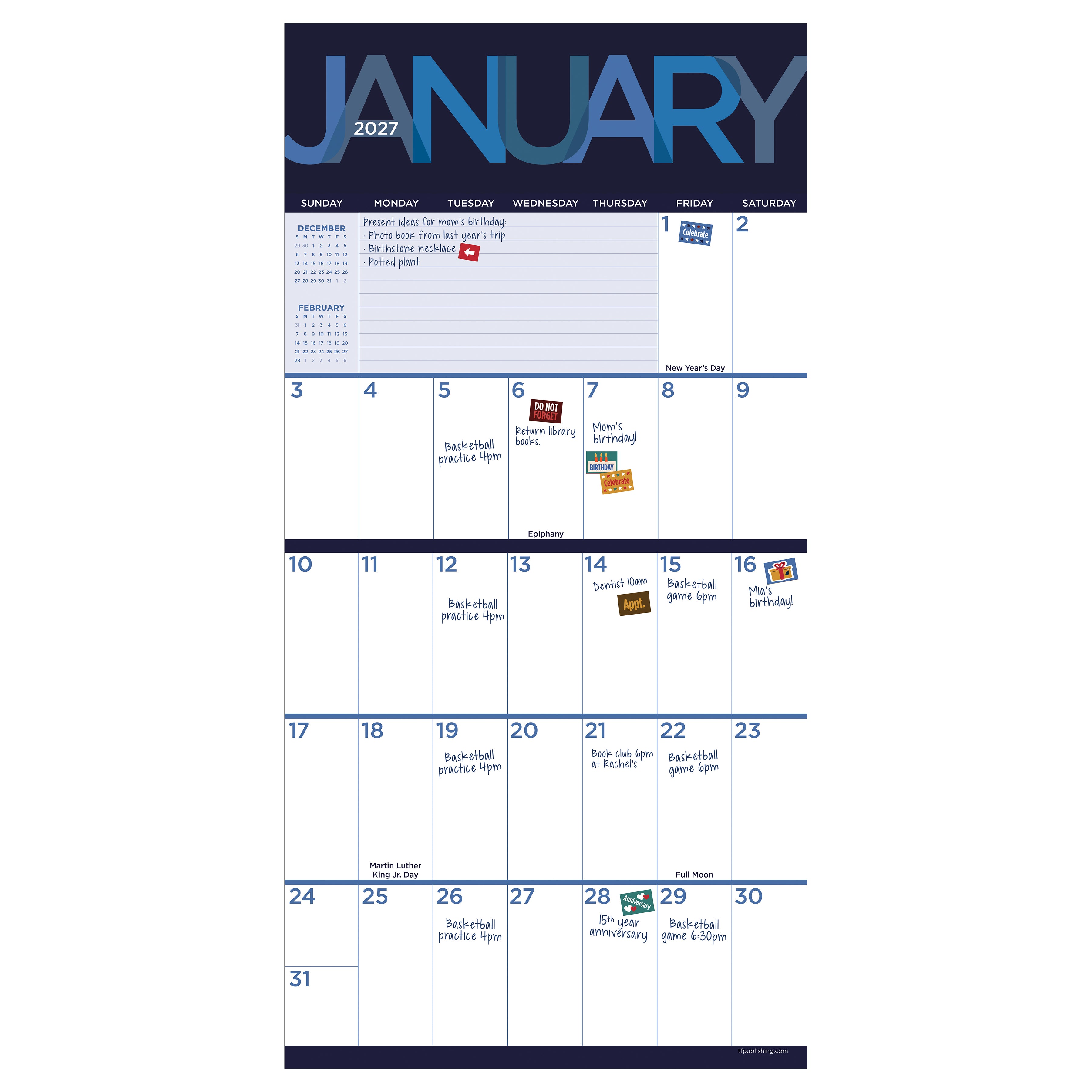 2027 Big Print - Square Wall Calendar