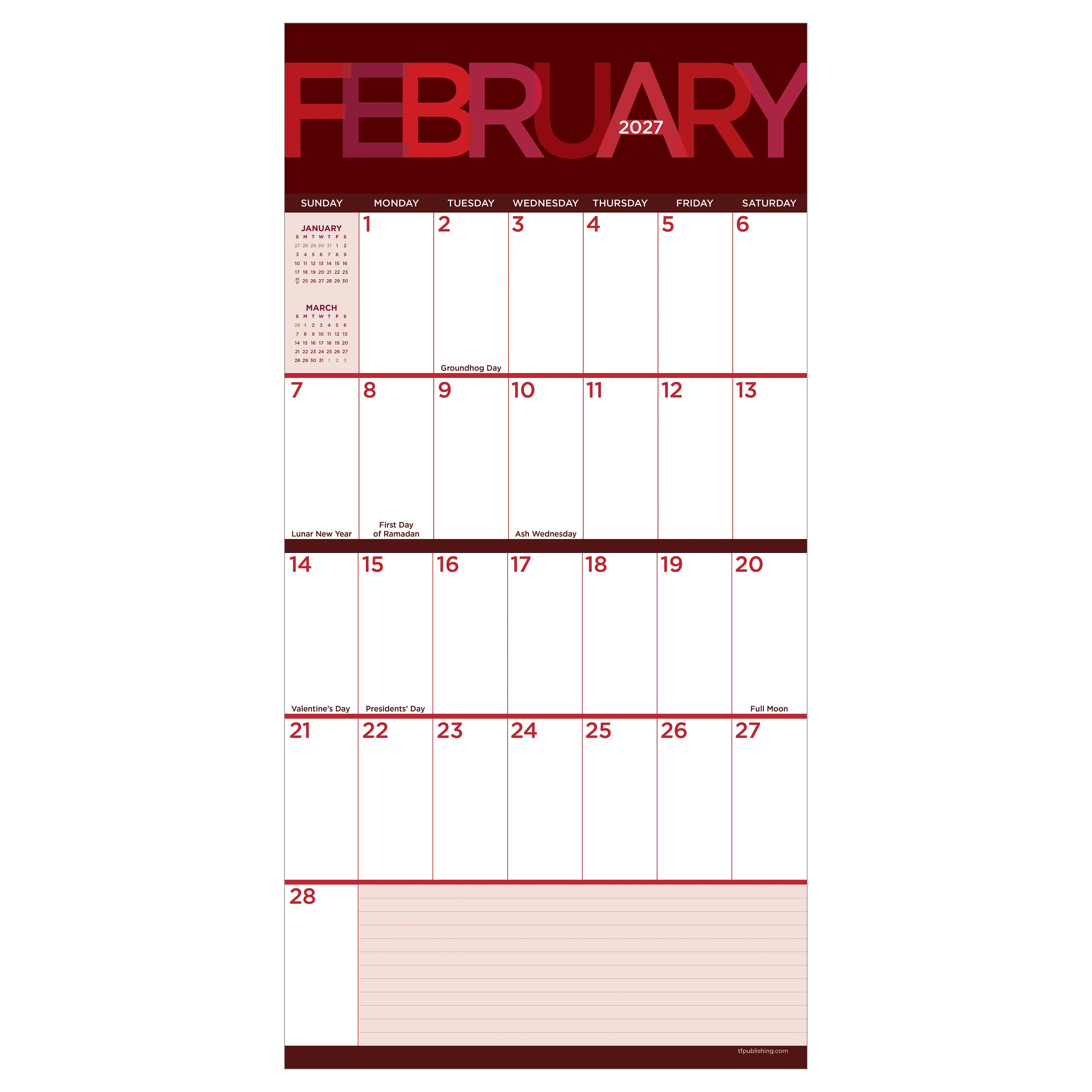 2027 Big Print - Square Wall Calendar