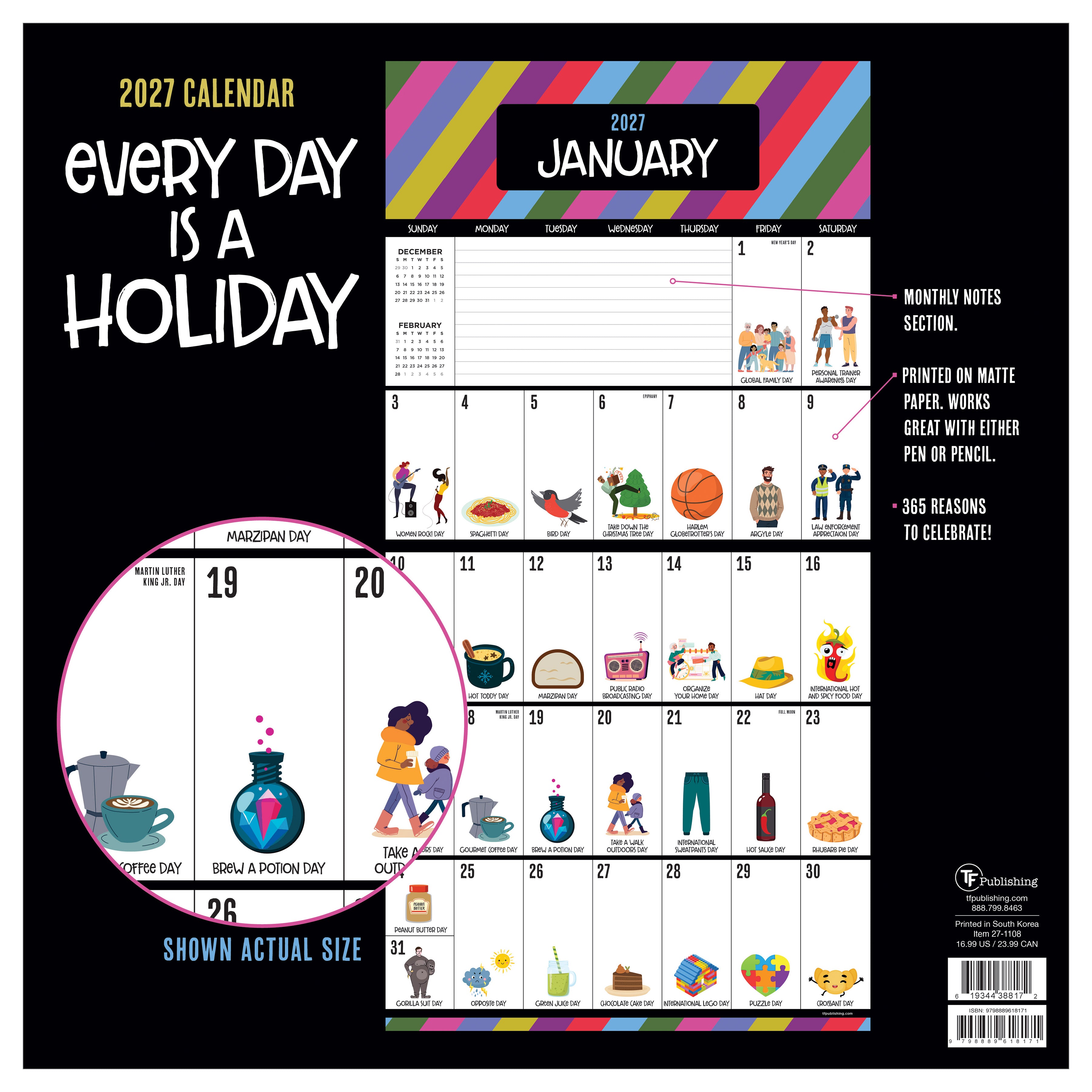 2027 Every Day's A Holiday - Square Wall Calendar