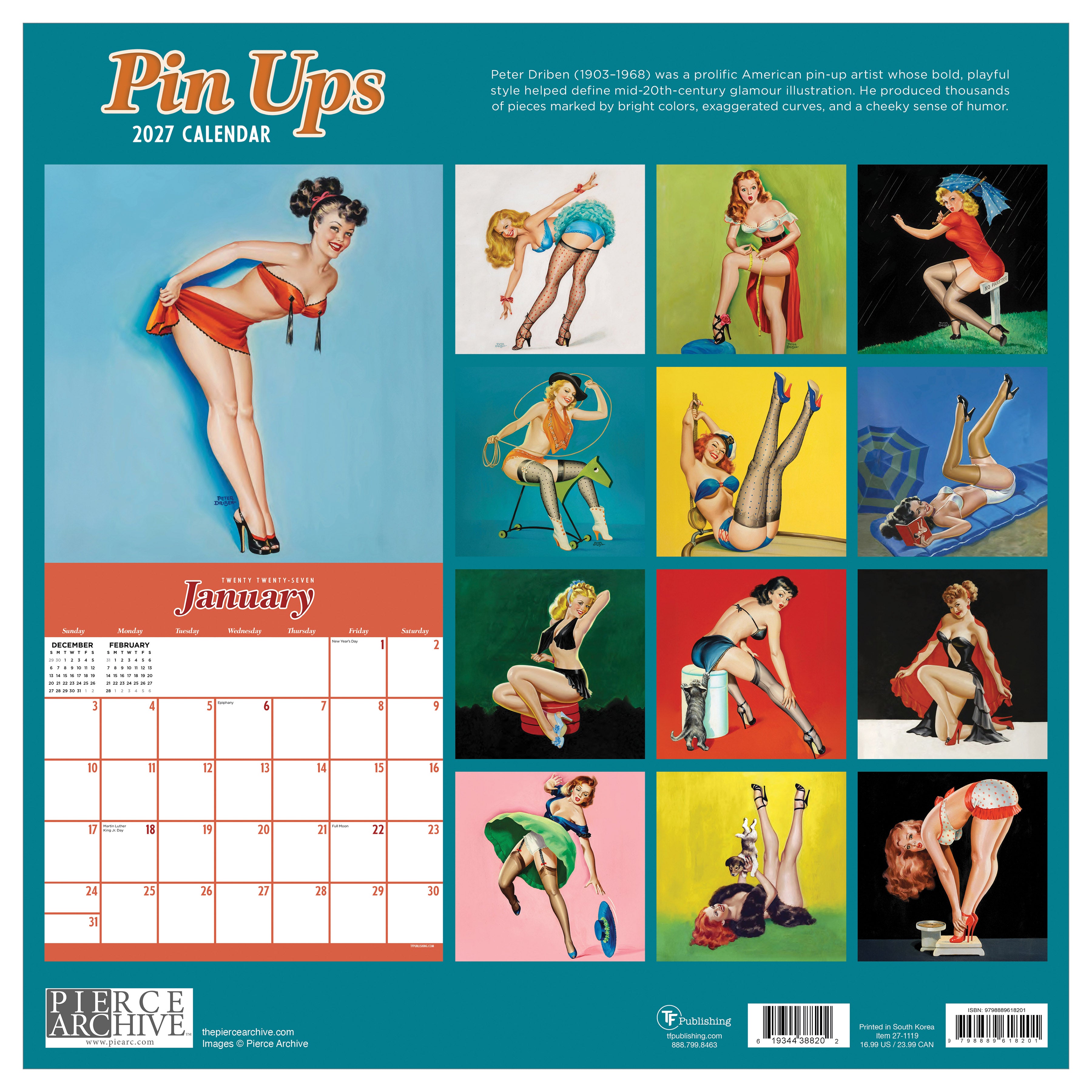 2027 PinUps - Square Wall Calendar