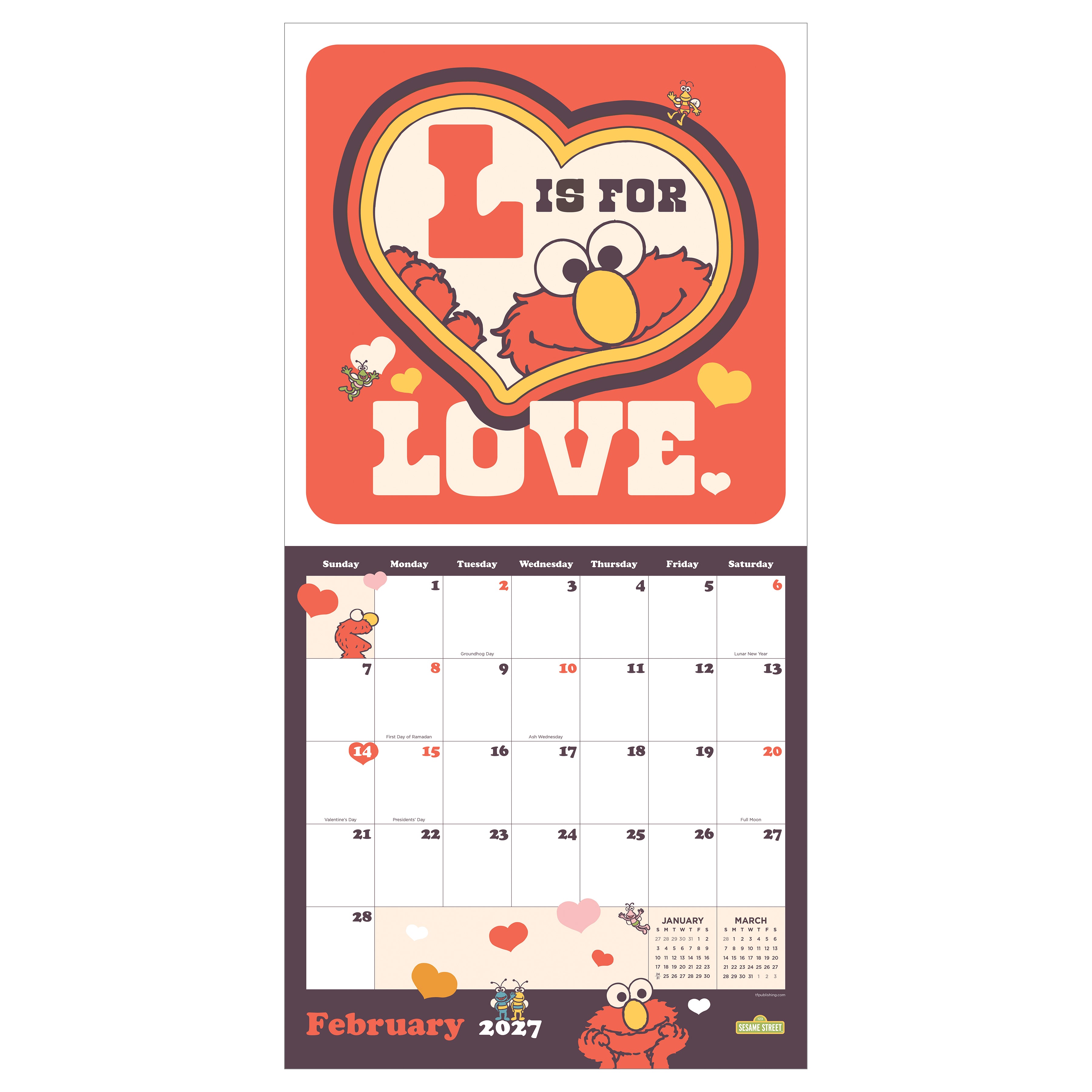 2027 Sesame Street - Square Wall Calendar