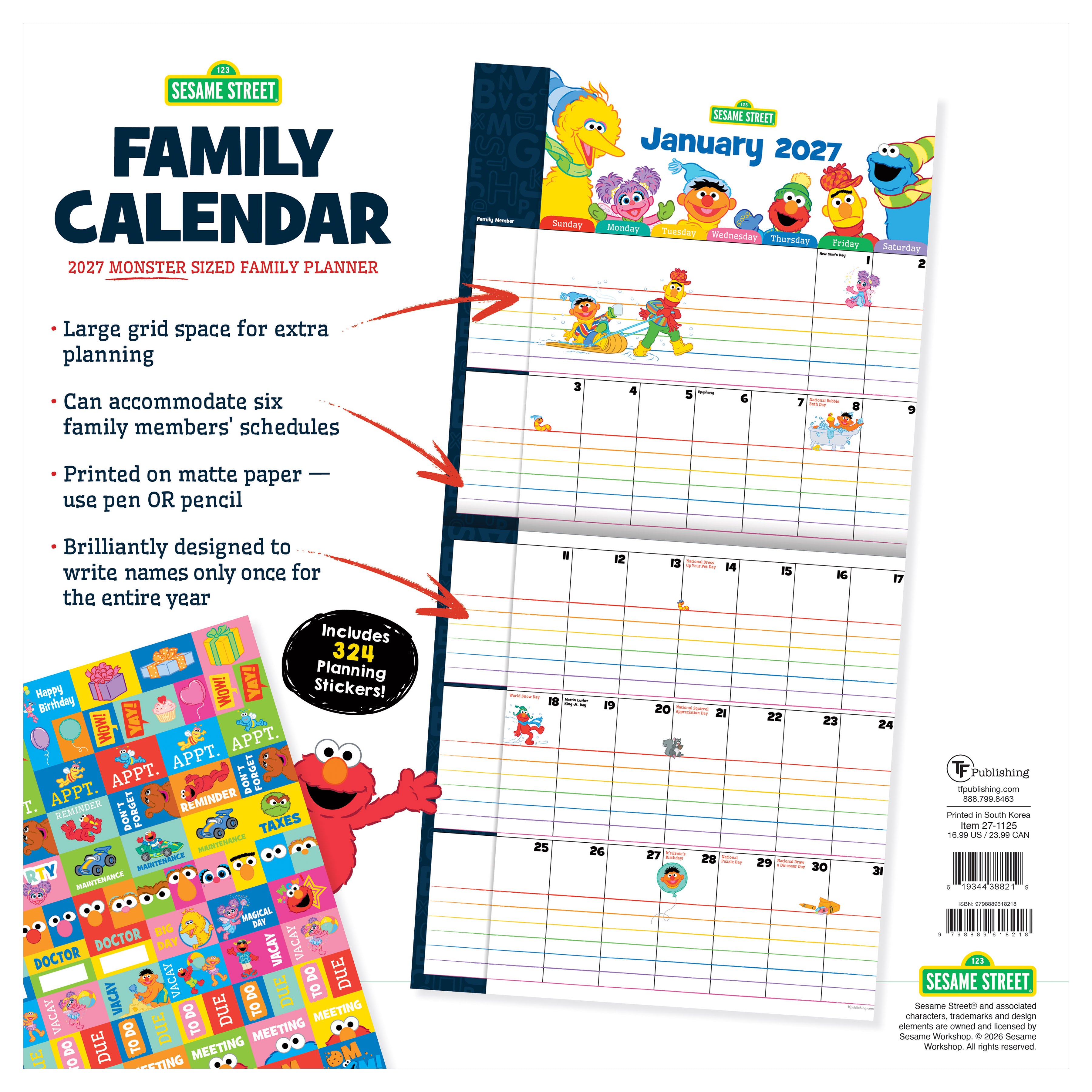 2027 Sesame Street Planning - Square Wall Calendar