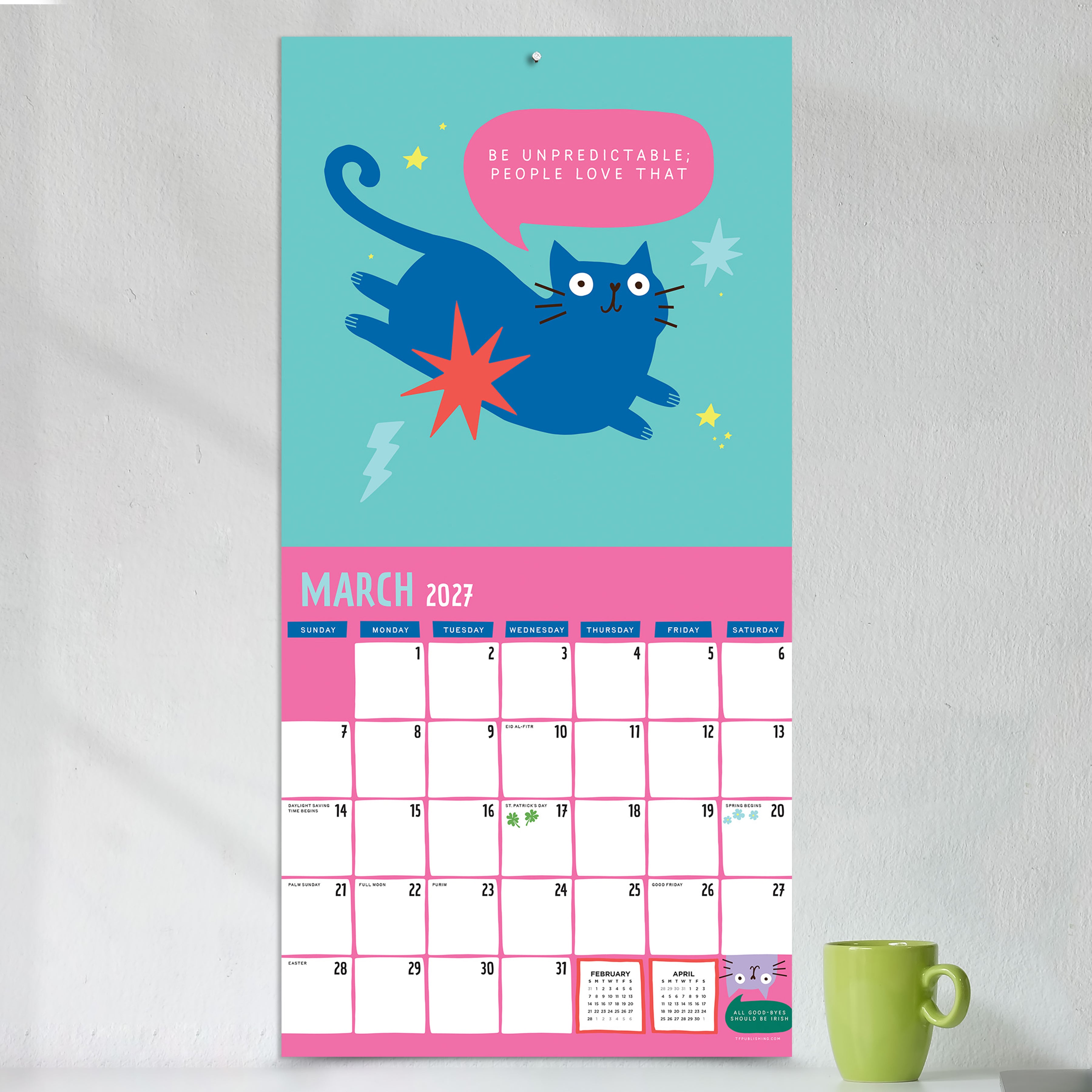 2027 Cat vs Adulting - Square Wall Calendar