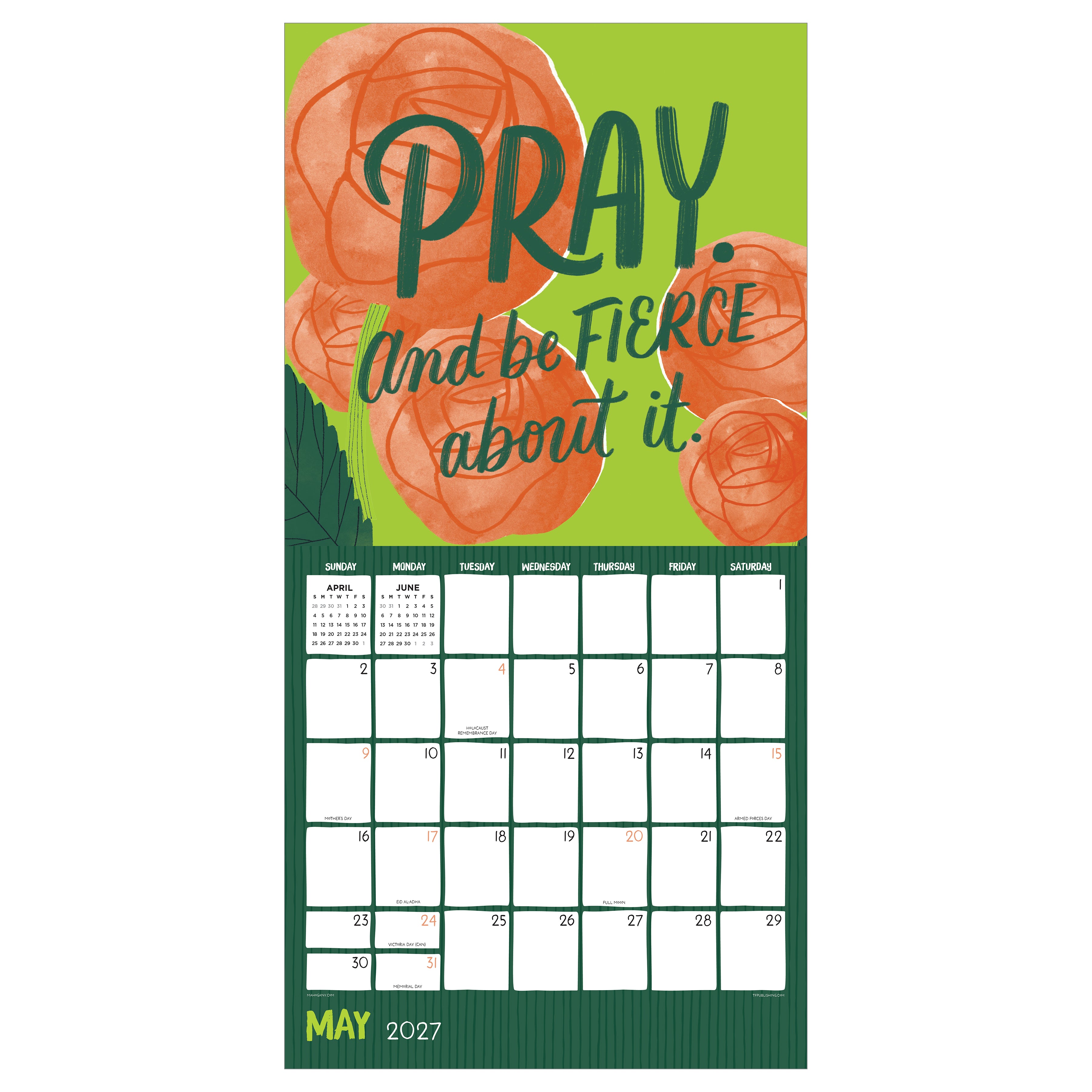 2027 Mahogany - Square Wall Calendar