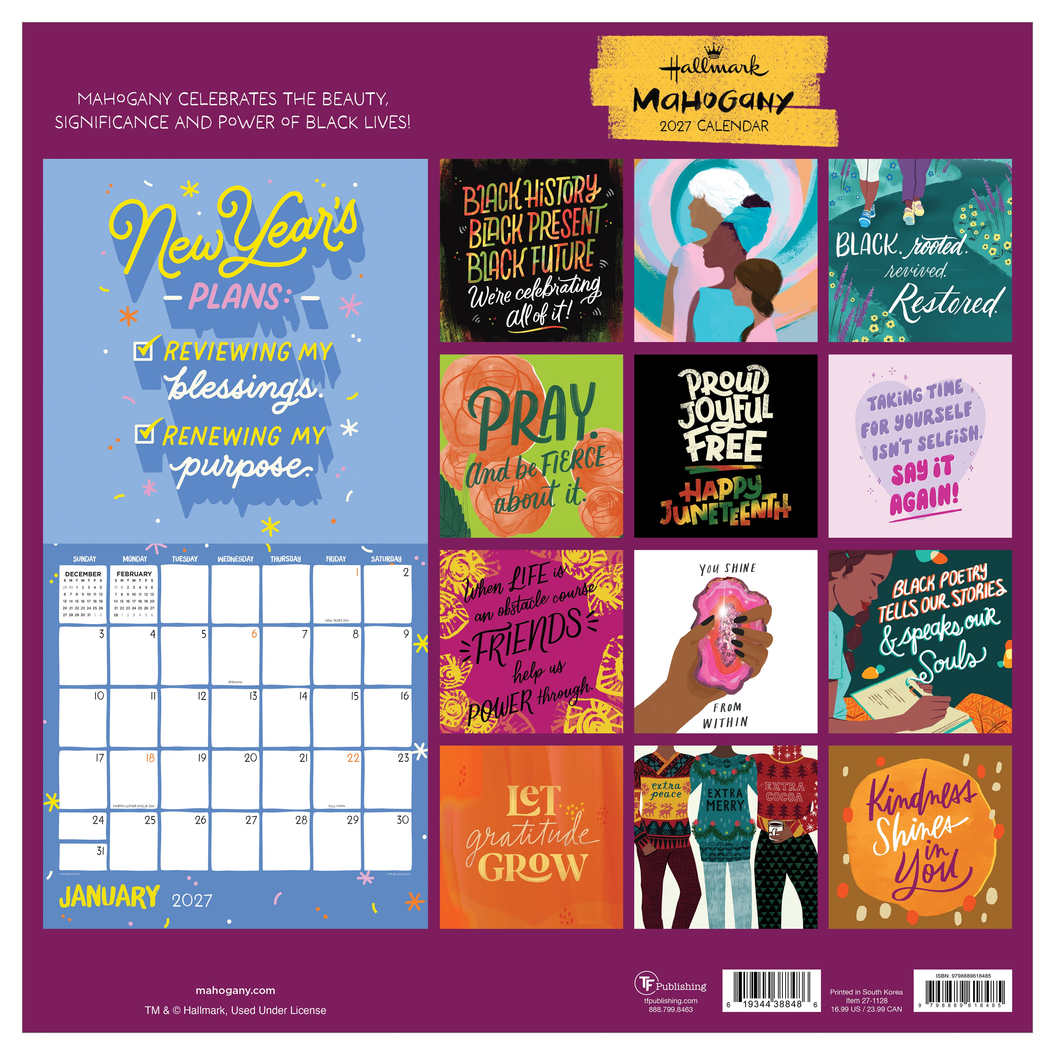 2027 Mahogany - Square Wall Calendar