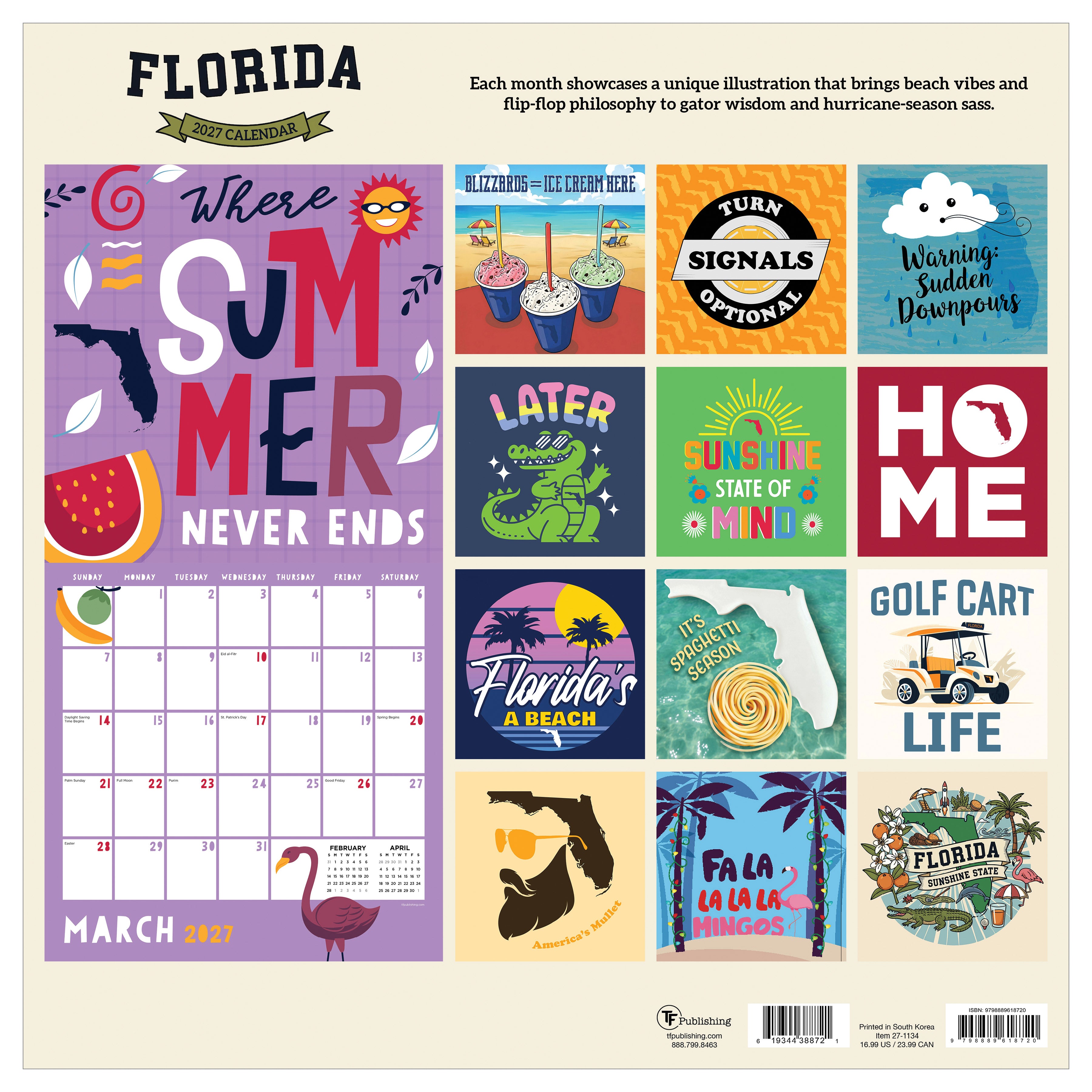 2027 Home: Florida - Square Wall Calendar