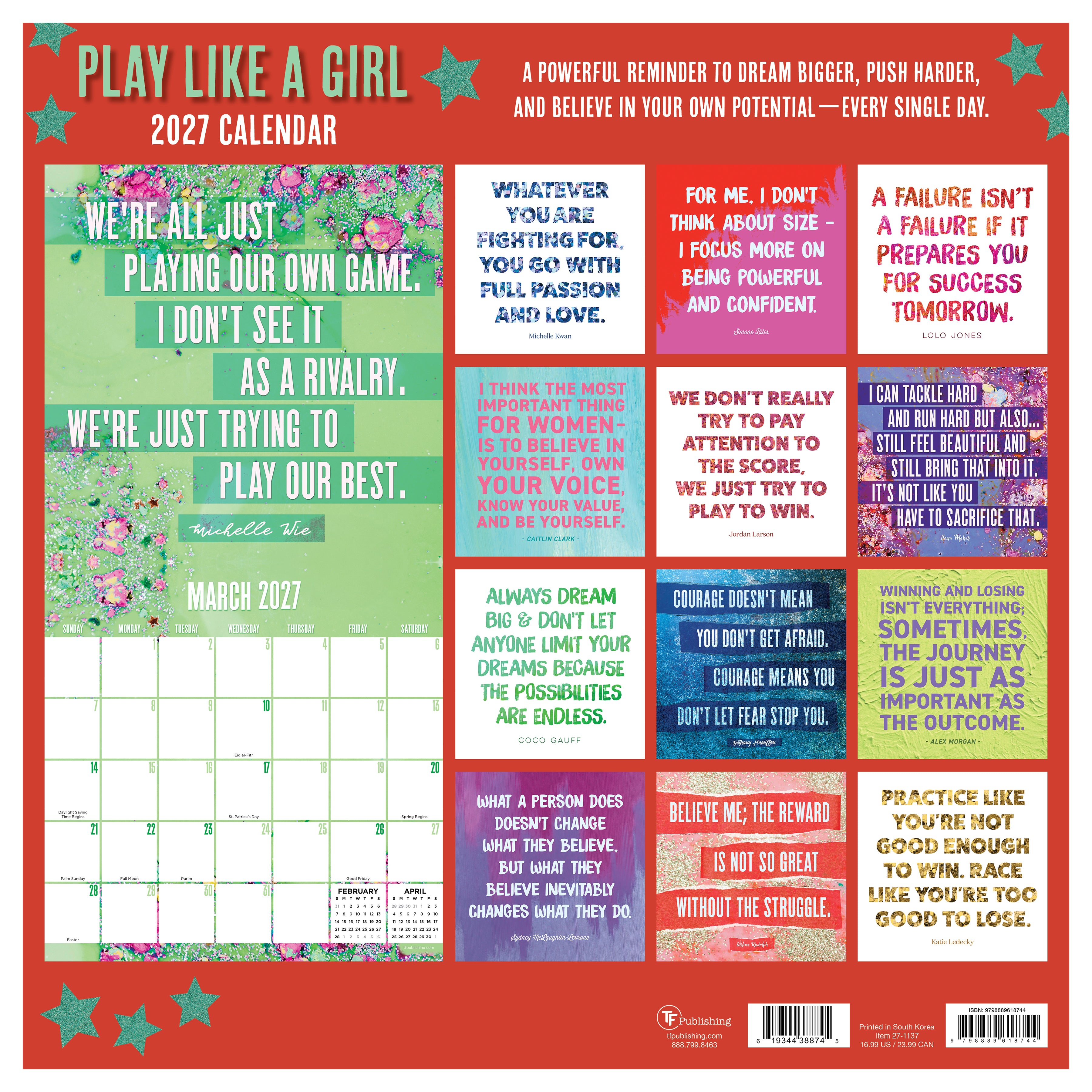 2027 Play Like A Girl - Square Wall Calendar