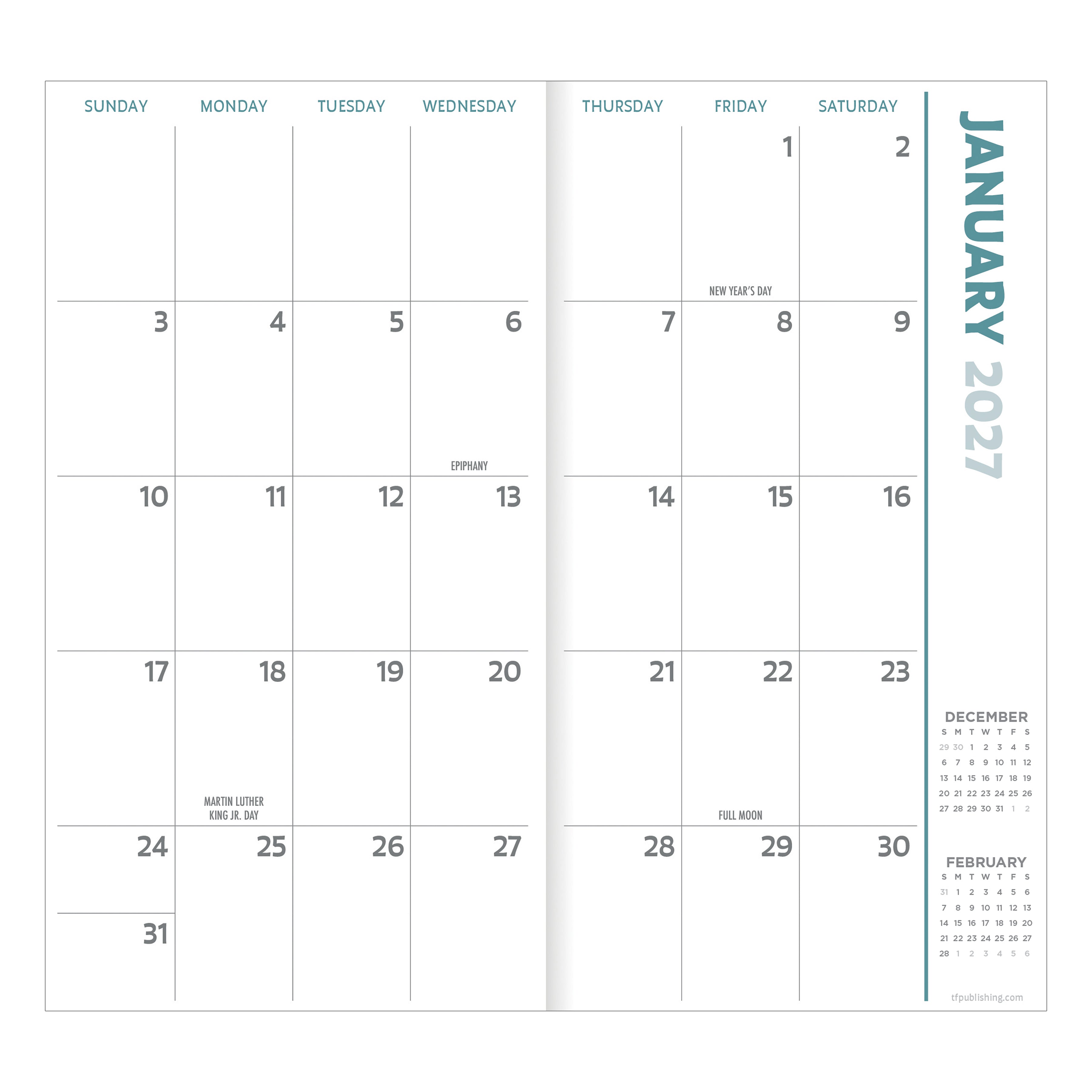 2027-2028 Blue Toile - Small Monthly Pocket Diary/Planner