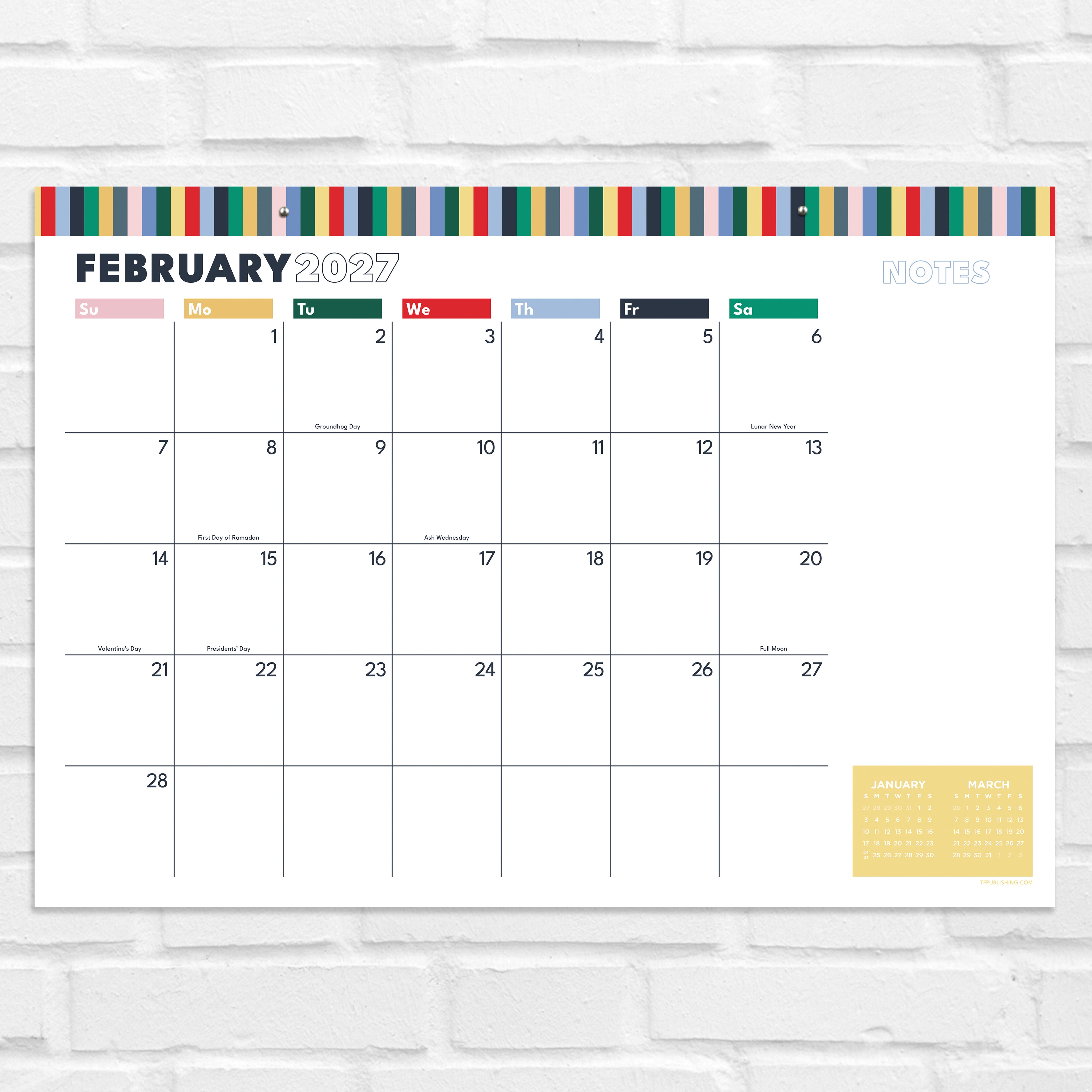 2027 Long Weekend - Medium Desk Pad Calendar