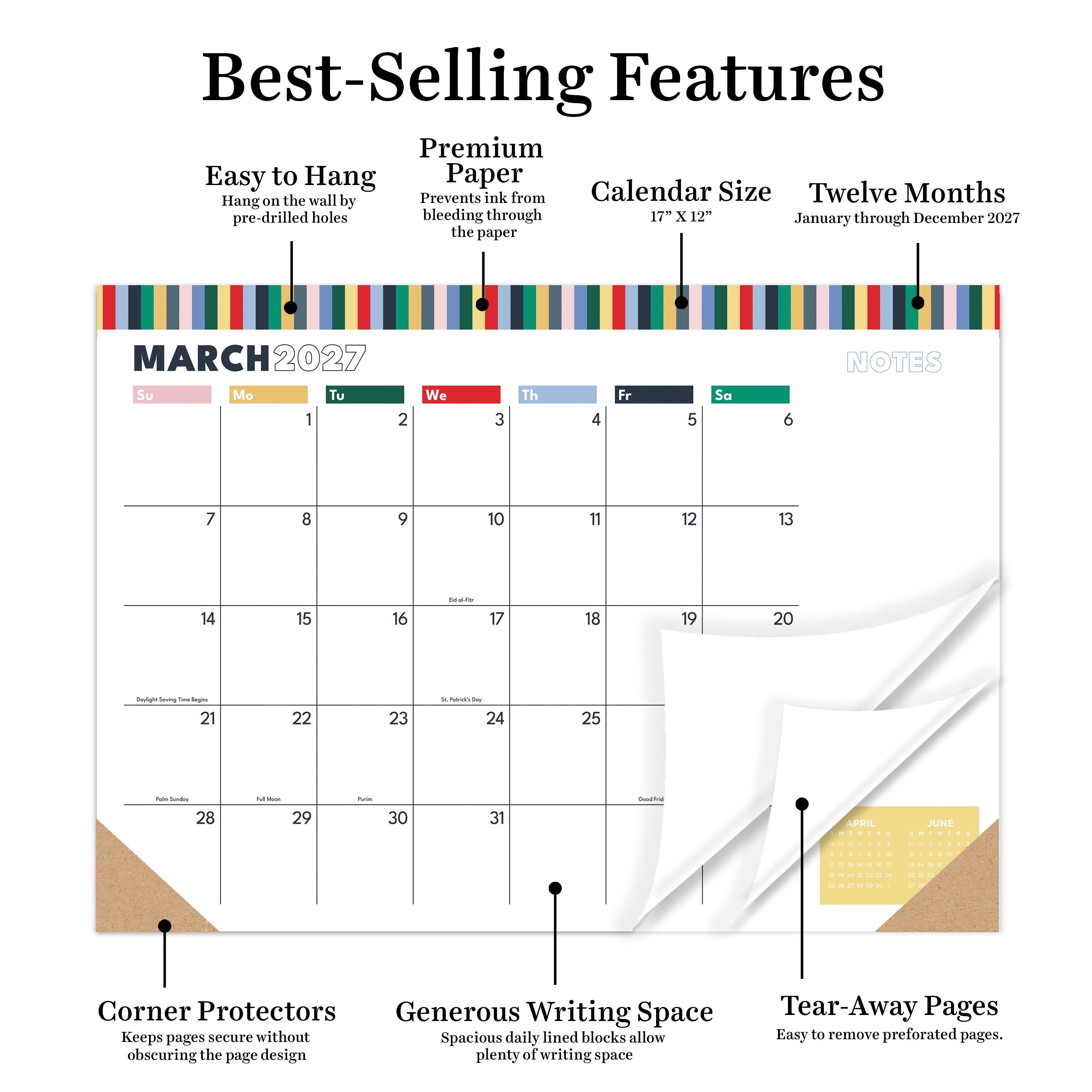2027 Long Weekend - Medium Desk Pad Calendar