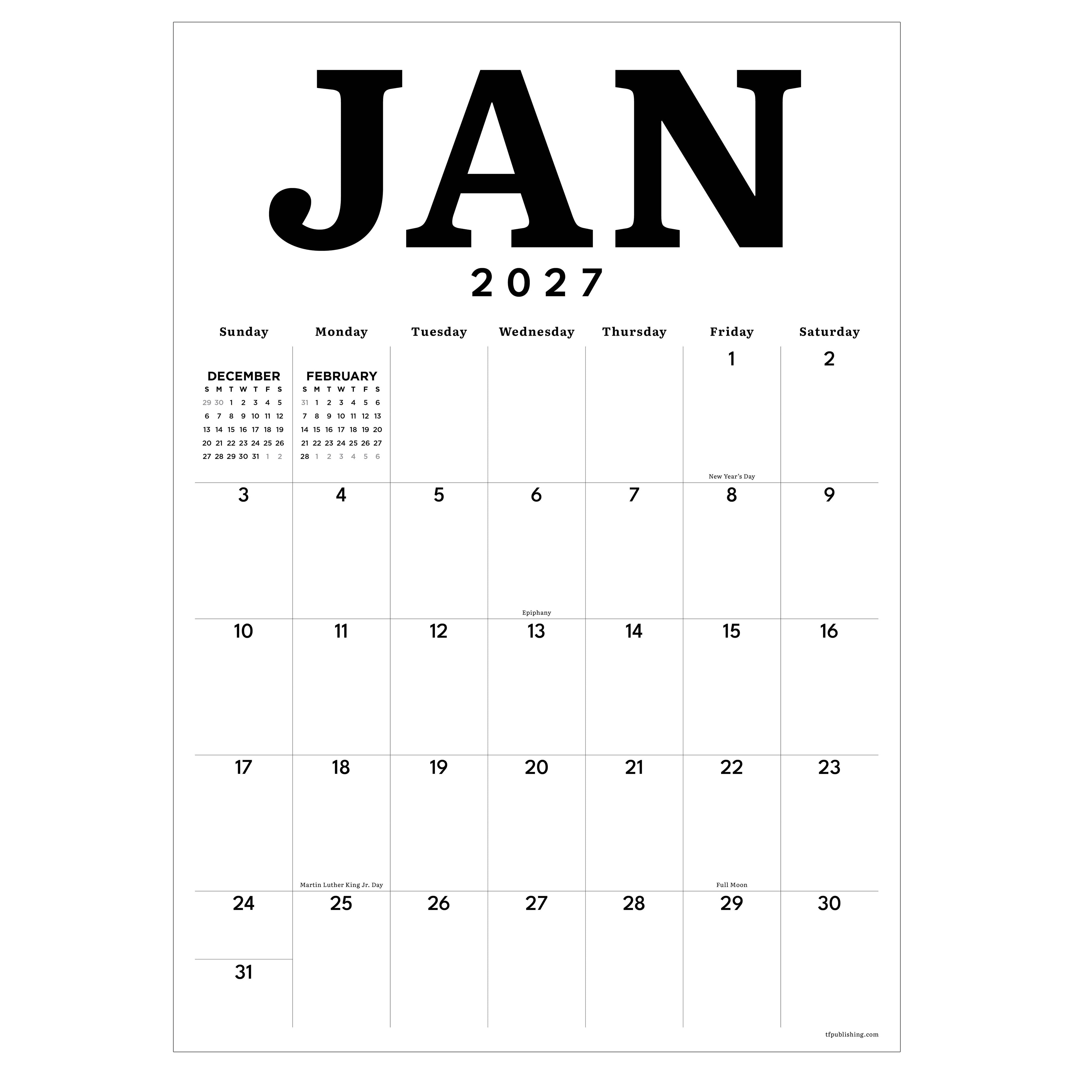 2027 Art Poster - Medium Deluxe Wall Calendar