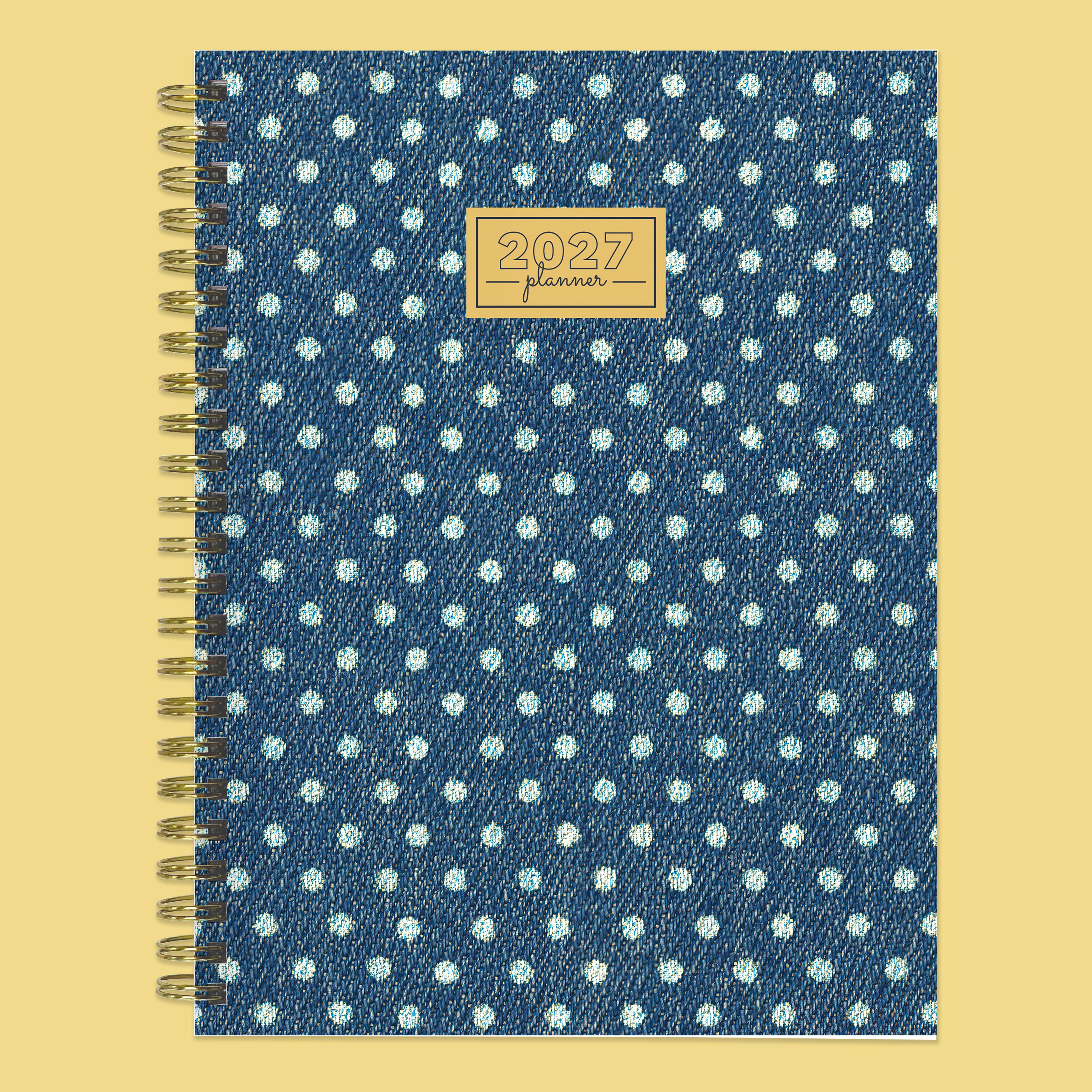 2027 Denim Dots - Medium Weekly and Monthly Diary/Planner