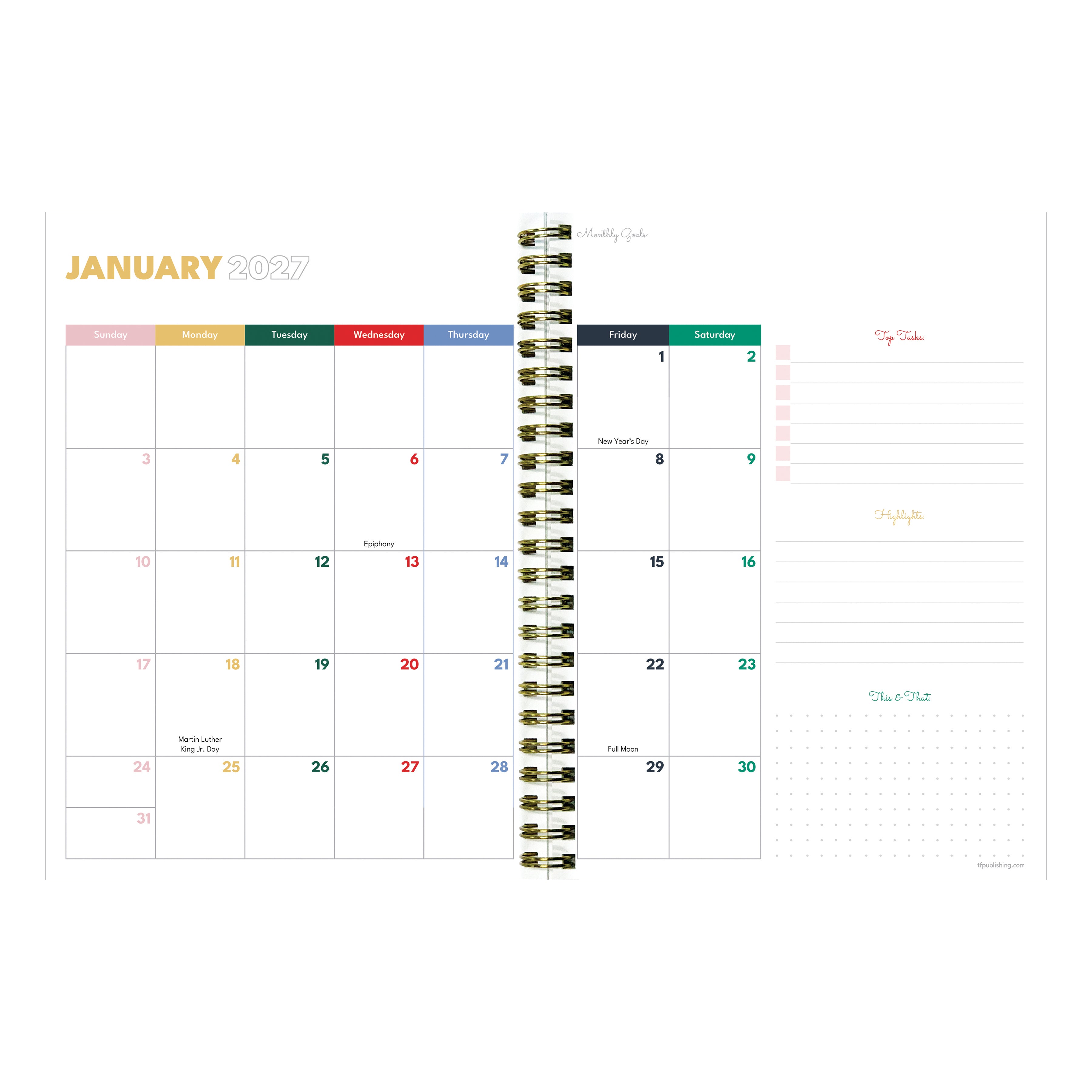 2027 Denim Dots - Medium Weekly and Monthly Diary/Planner