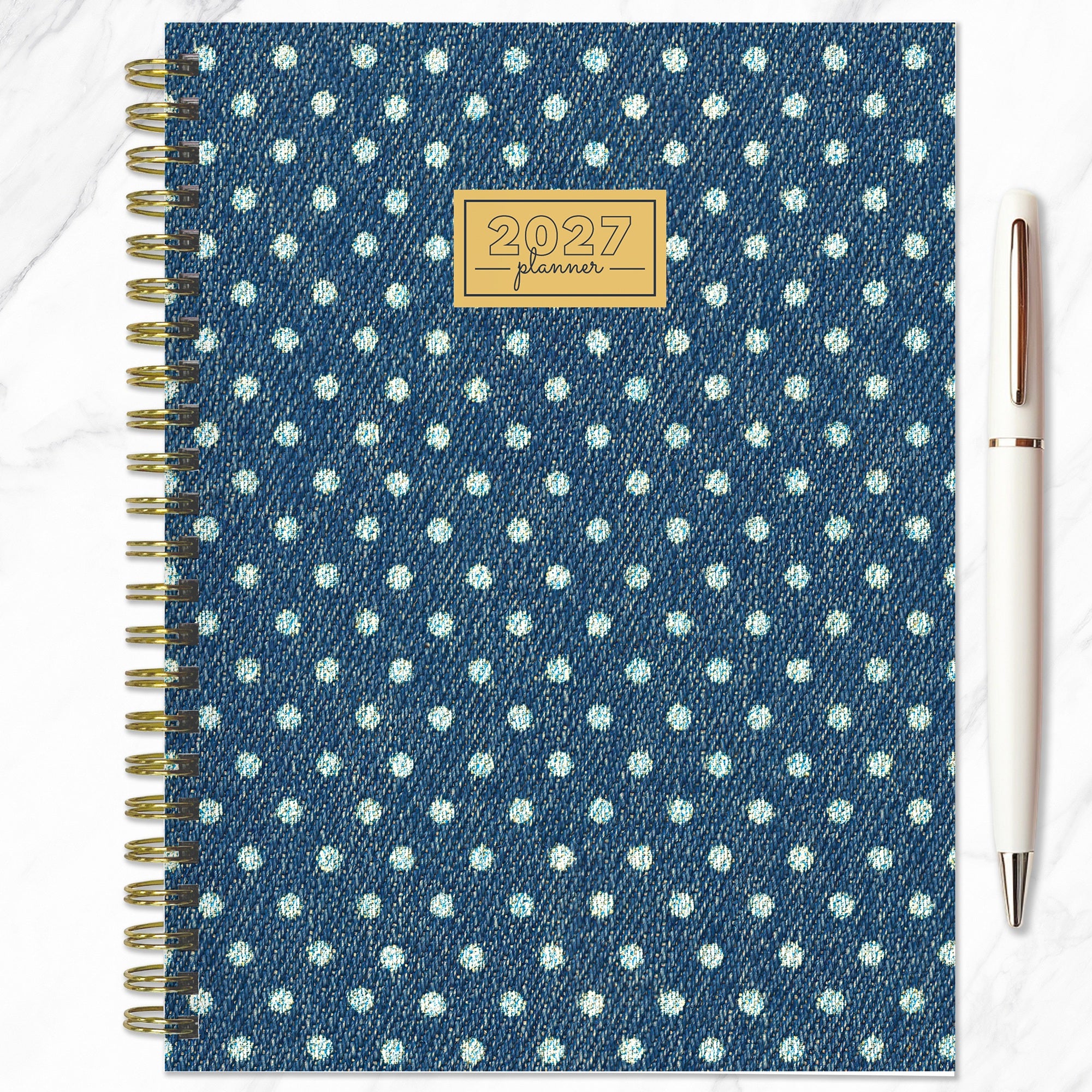 2027 Denim Dots - Medium Weekly and Monthly Diary/Planner