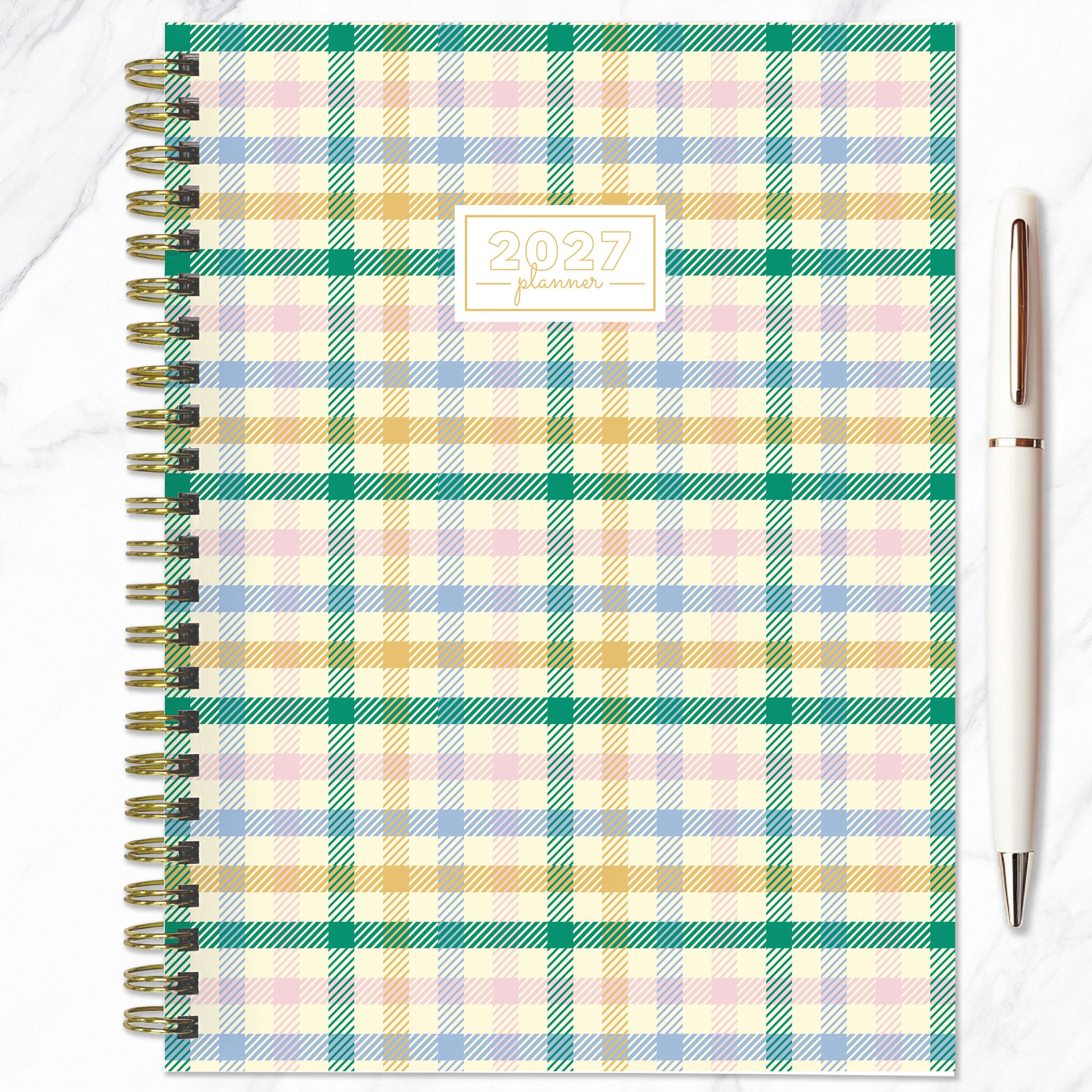 2027 Pastel Plaid - Medium Weekly and Monthly Diary/Planner