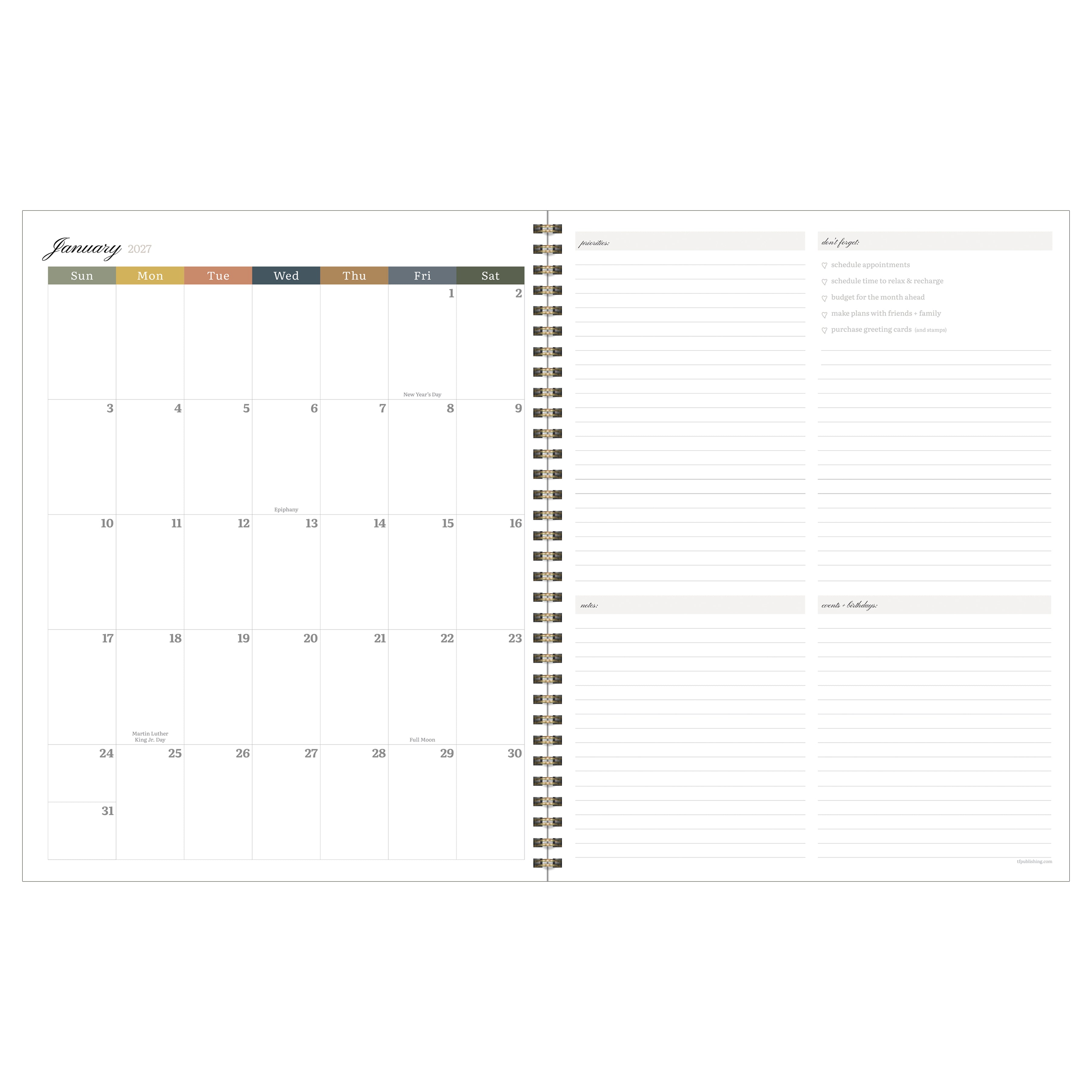 2027 Blue Stems - Large Weekly and Monthly Diary/Planner