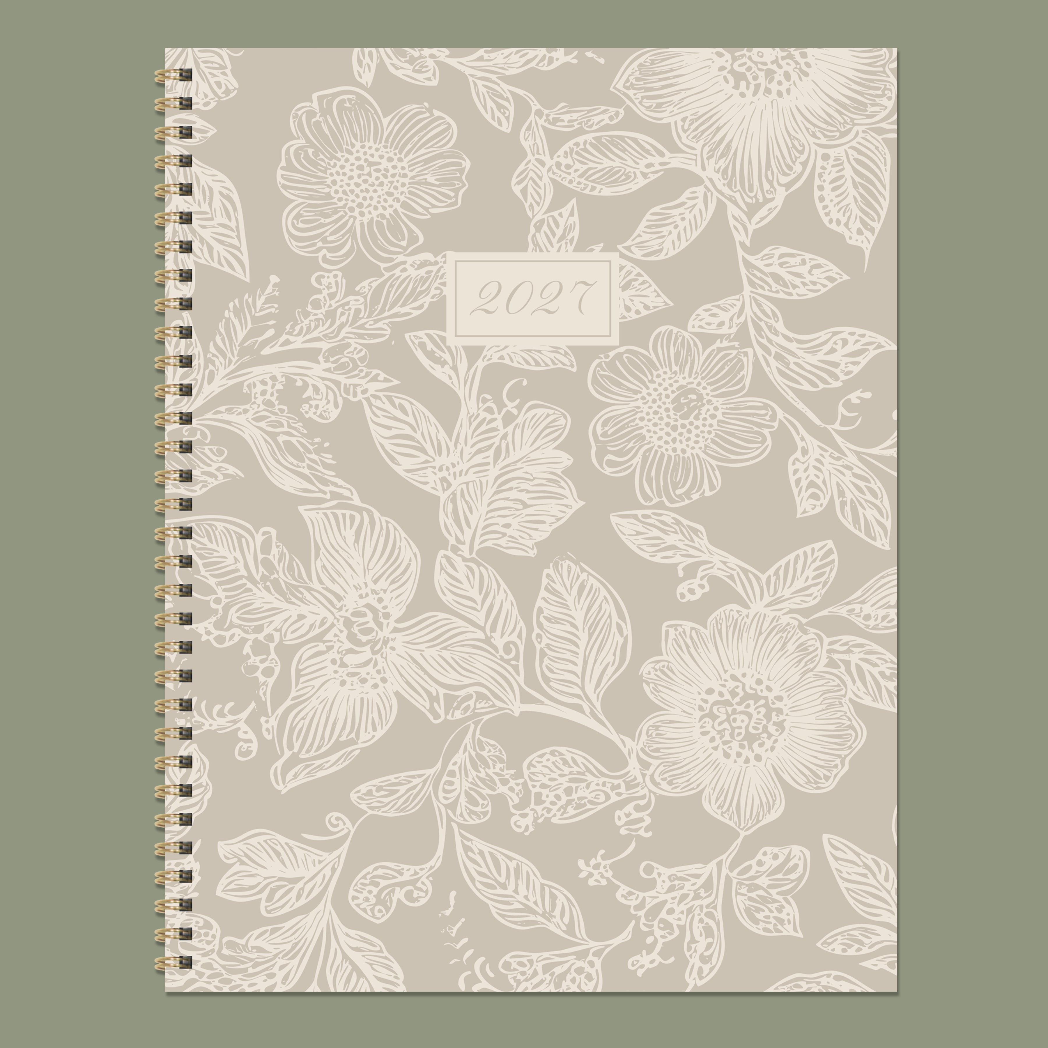 2027 Cream & Taupe - Large Weekly and Monthly Diary/Planner