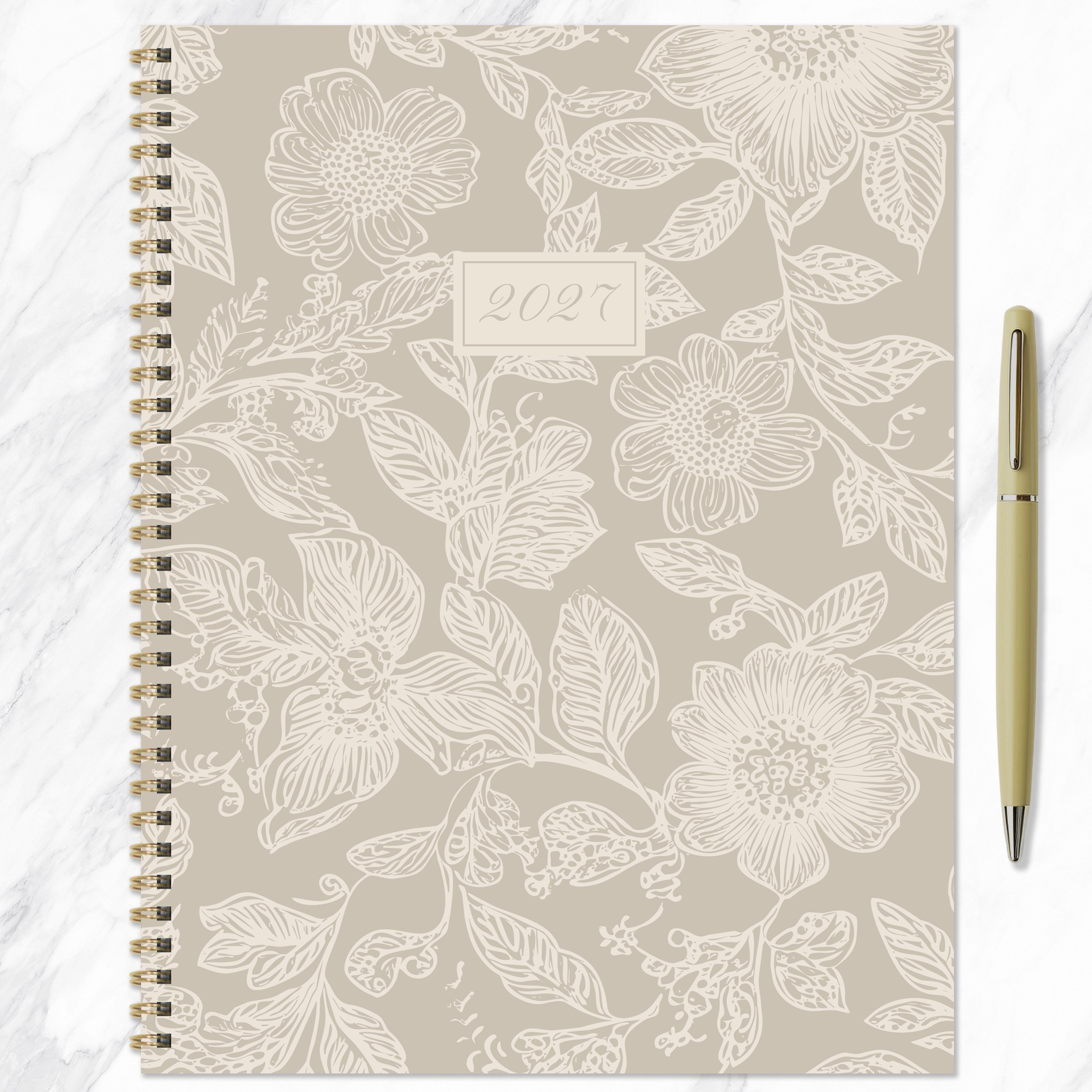 2027 Cream & Taupe - Large Weekly and Monthly Diary/Planner