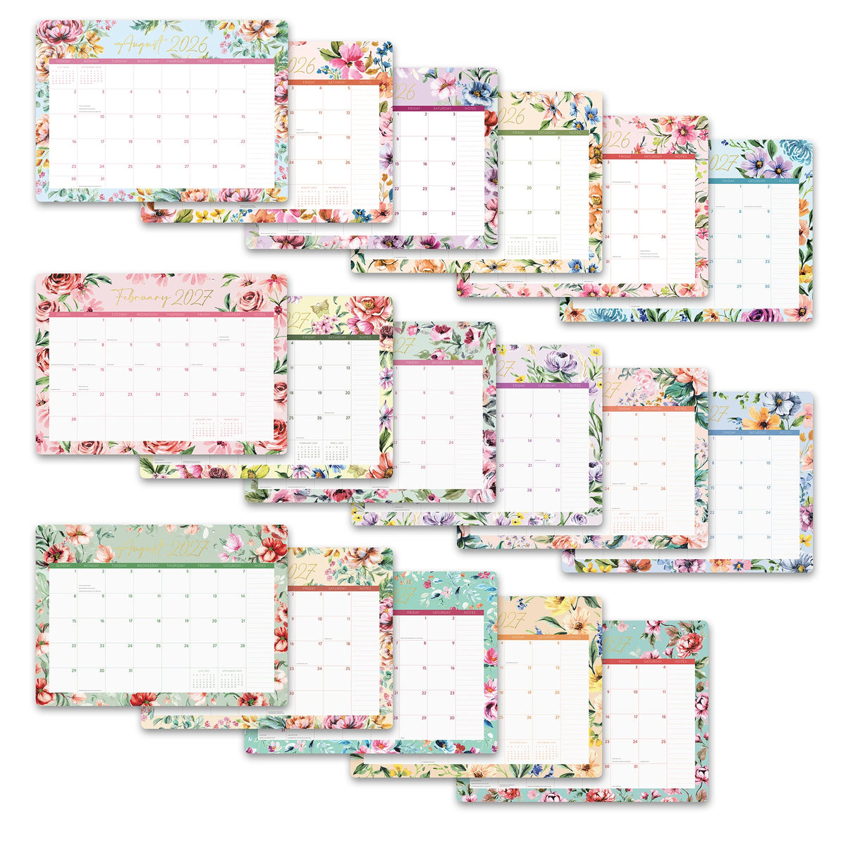 2027 Bella Flora - 17-Month Desk Blotter Calendar